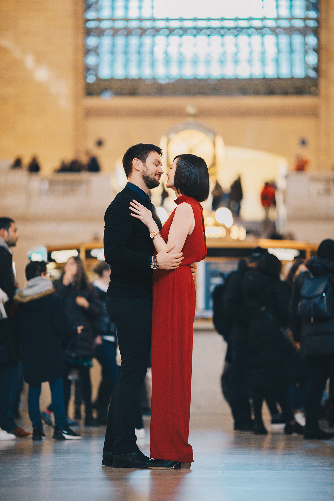 Pretty Times Square Engagement Photos and Grand Central Engagement Photography in New York