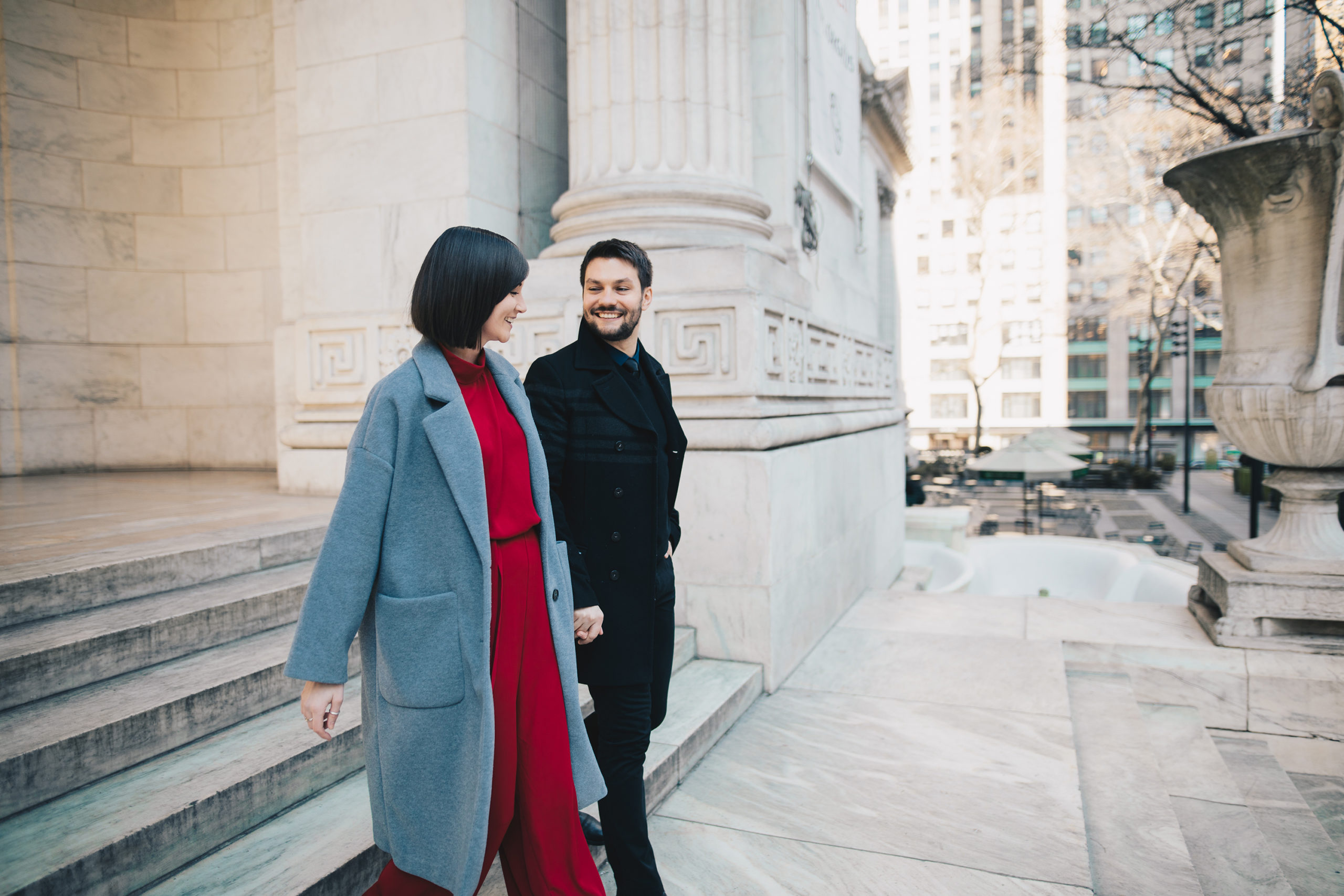 Fun and candid Times Square Engagement Photos and Grand Central Engagement Photography in NYC
