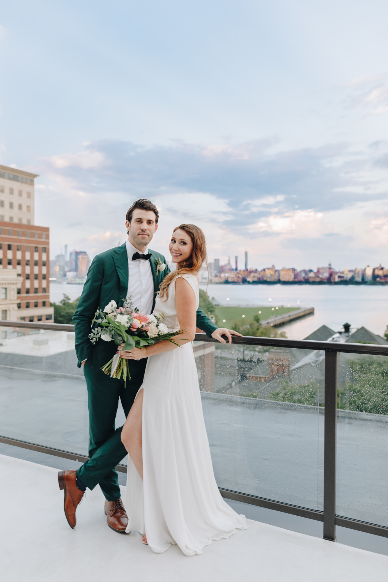 Antique Loft wedding reception photos with Manhattan skyline