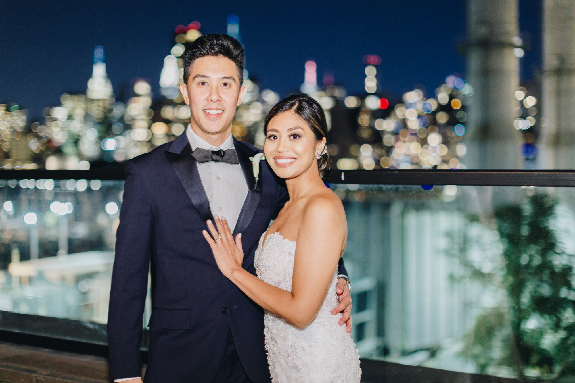 Ravel Hotel wedding portraits on the roof with the New York skyline