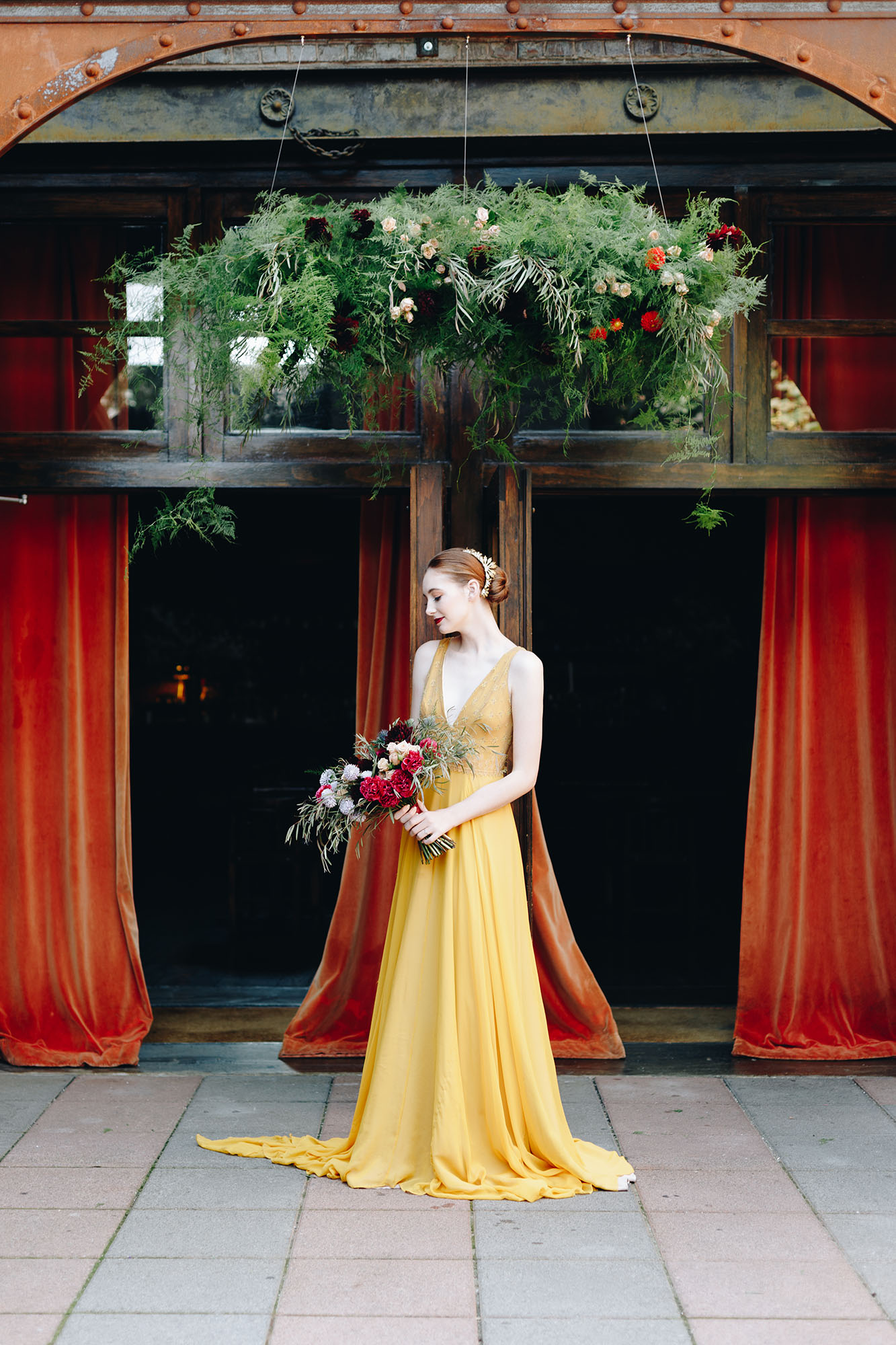 Yellow wedding dress from Loulette Bride at MyMoon NYC