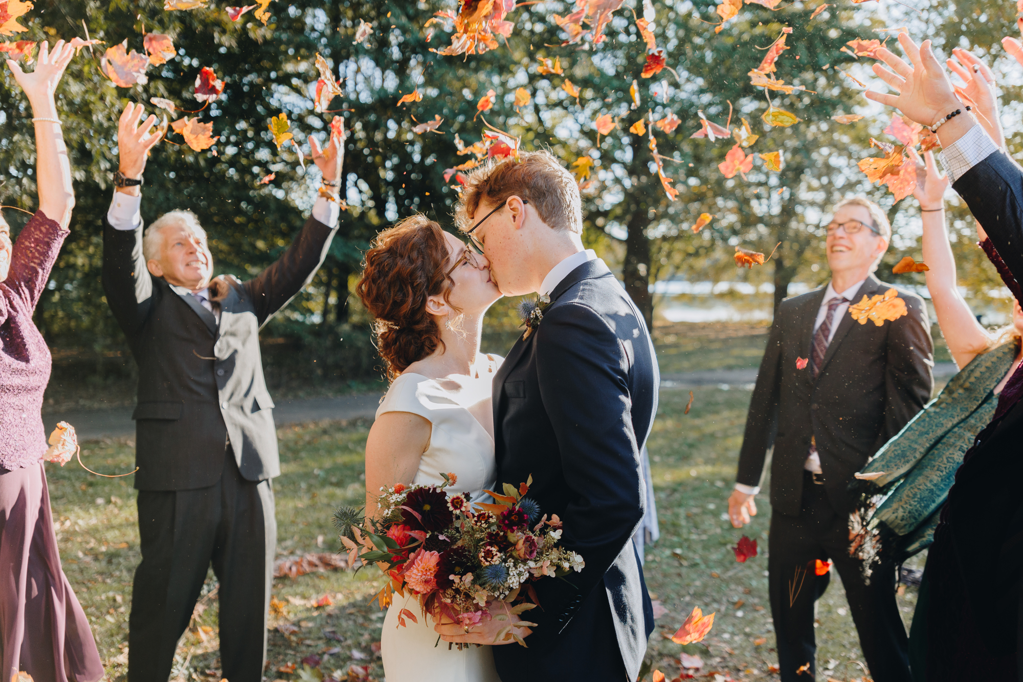 Candid fall wedding photos in Prospect Park Brooklyn