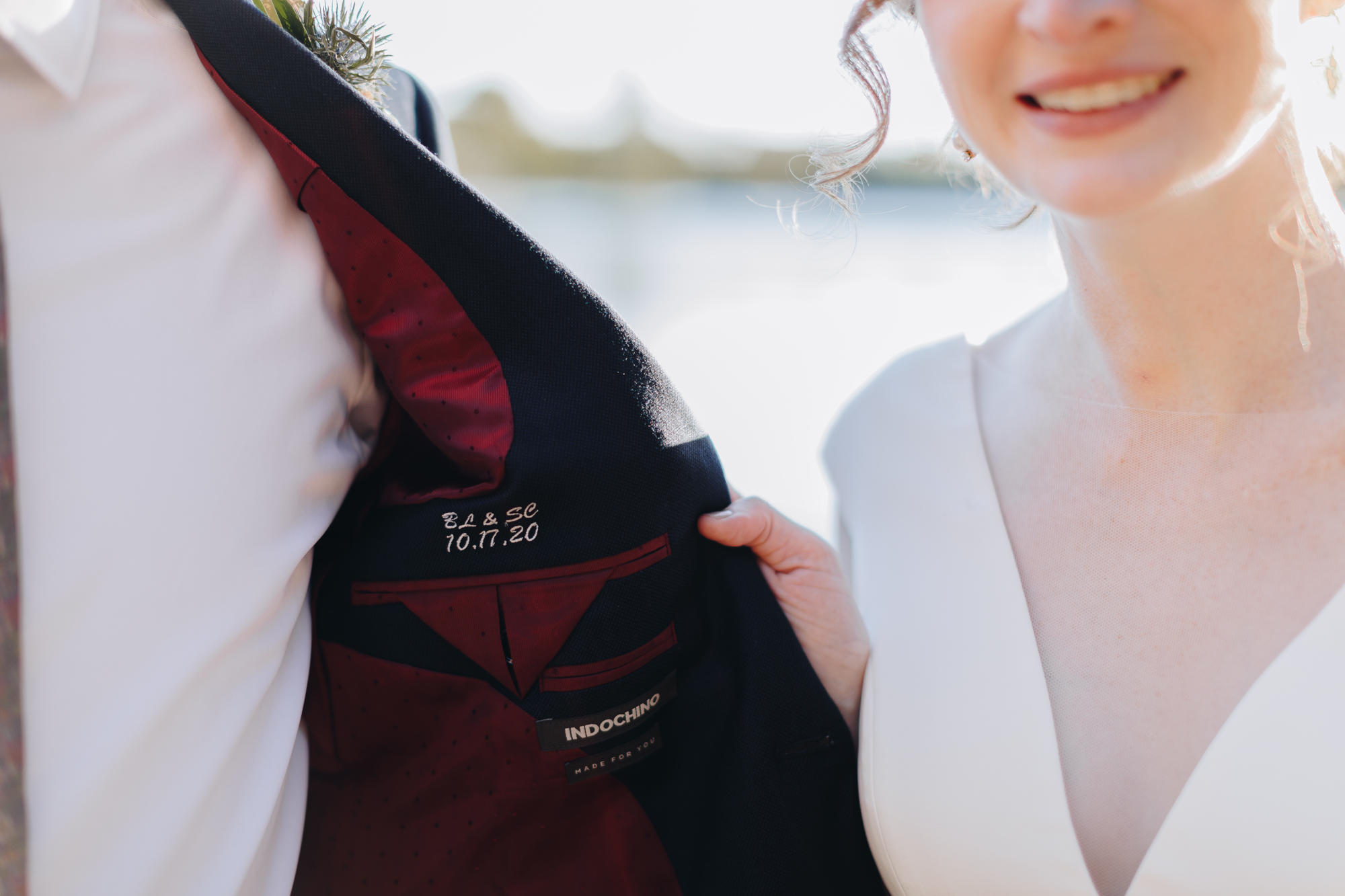 Custom embroidered suit in Brooklyn for elopement