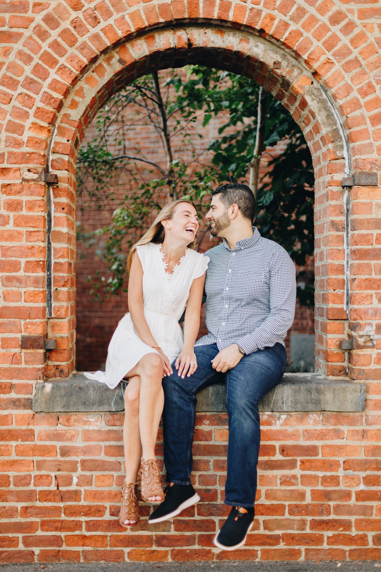 Max Family Garden engagement photos with brick walls