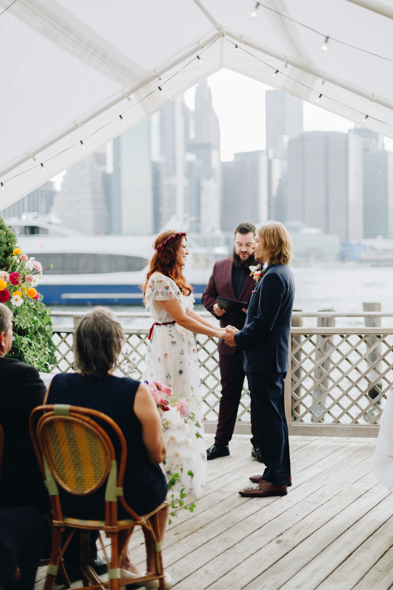 River Café micro-wedding with NYC skyline backdrop