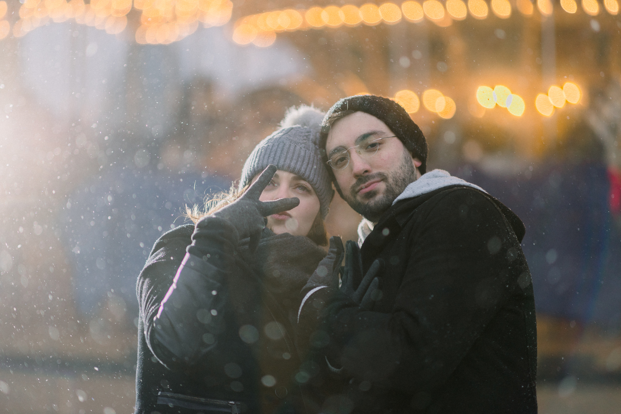Jane's Carousel engagement photos in winter