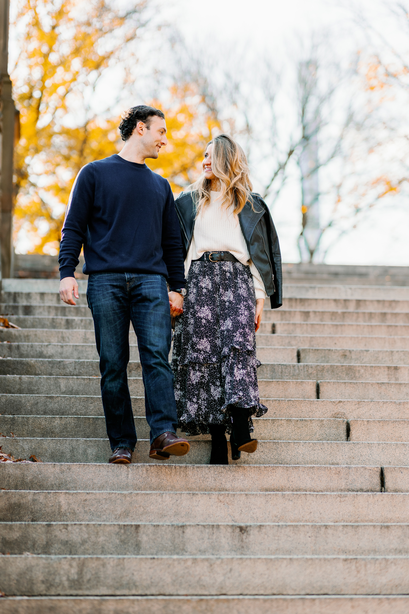 Fall leaves in Central Park for engagement session