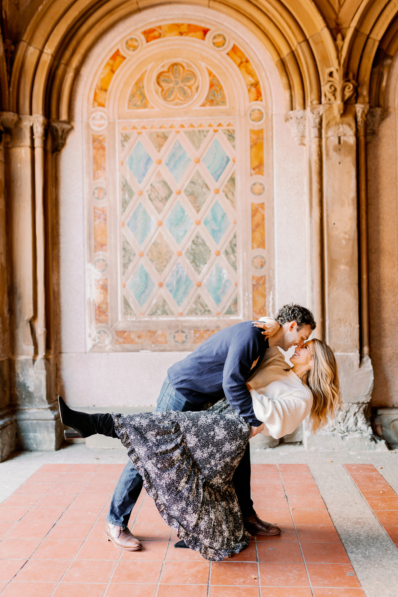 Central Park engagement photos at Bethesda Terrace