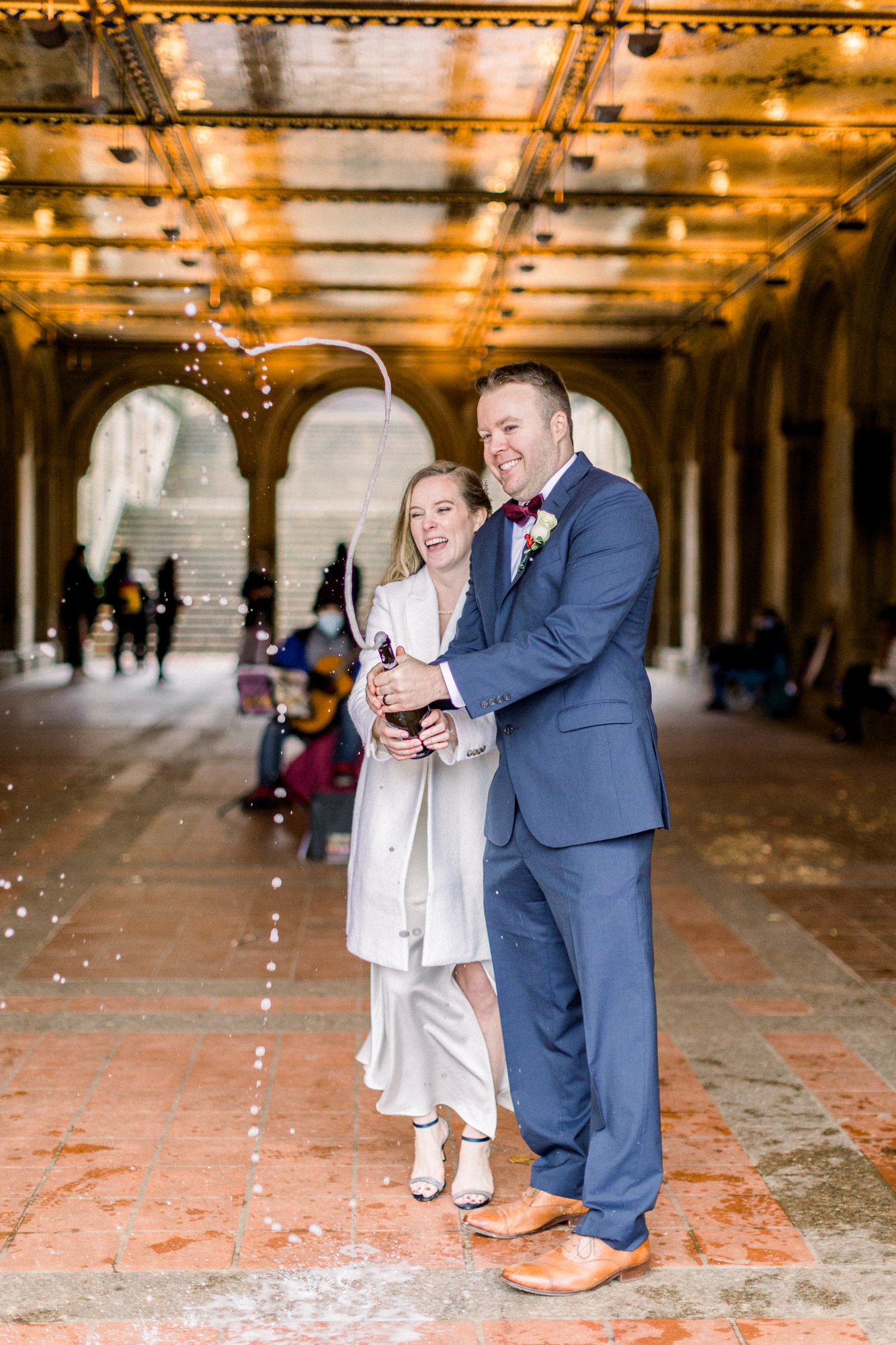 Fun candid elopement photos in Central Park NYC