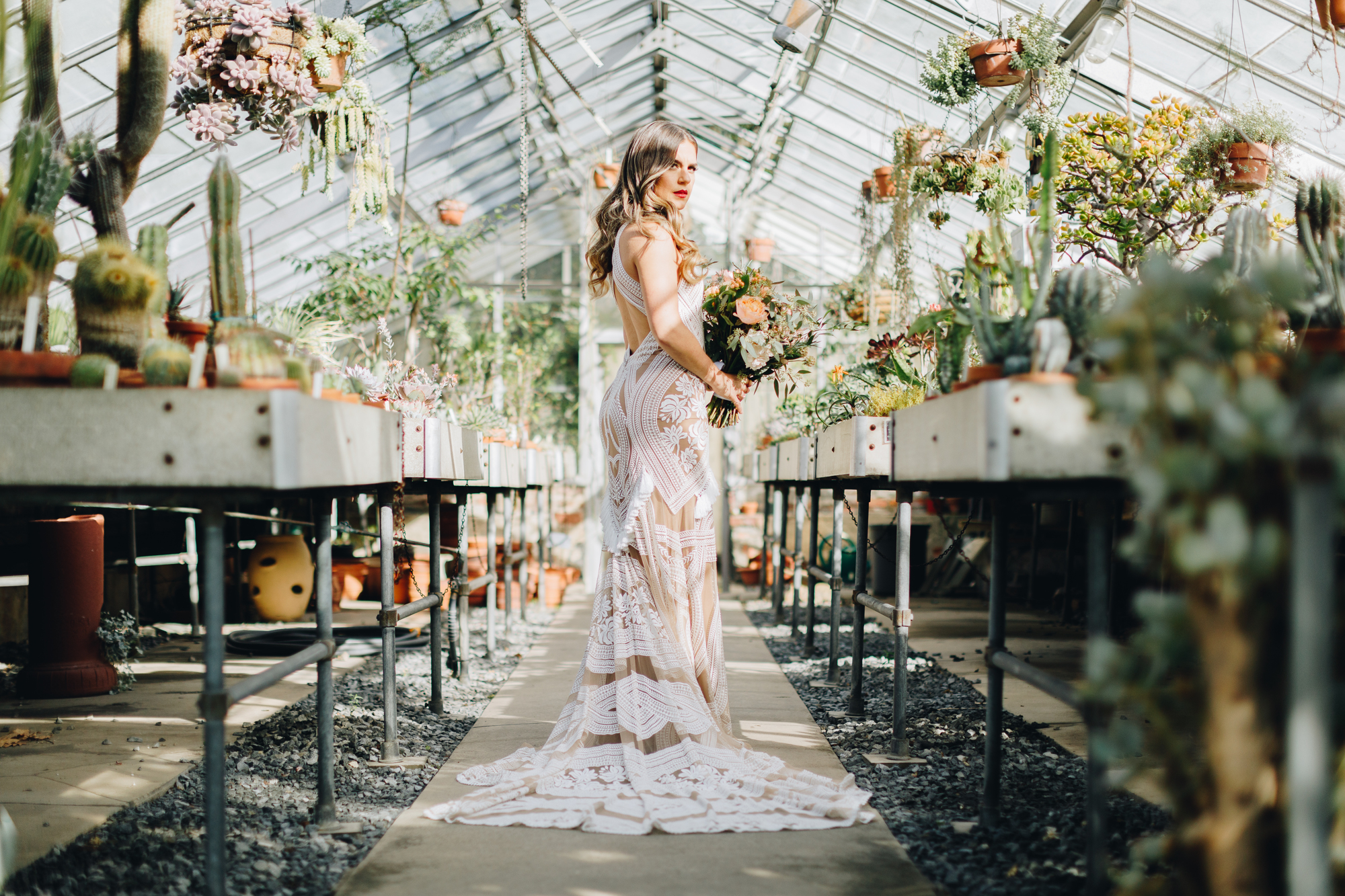 Greenhouse wedding photos at Wave Hill