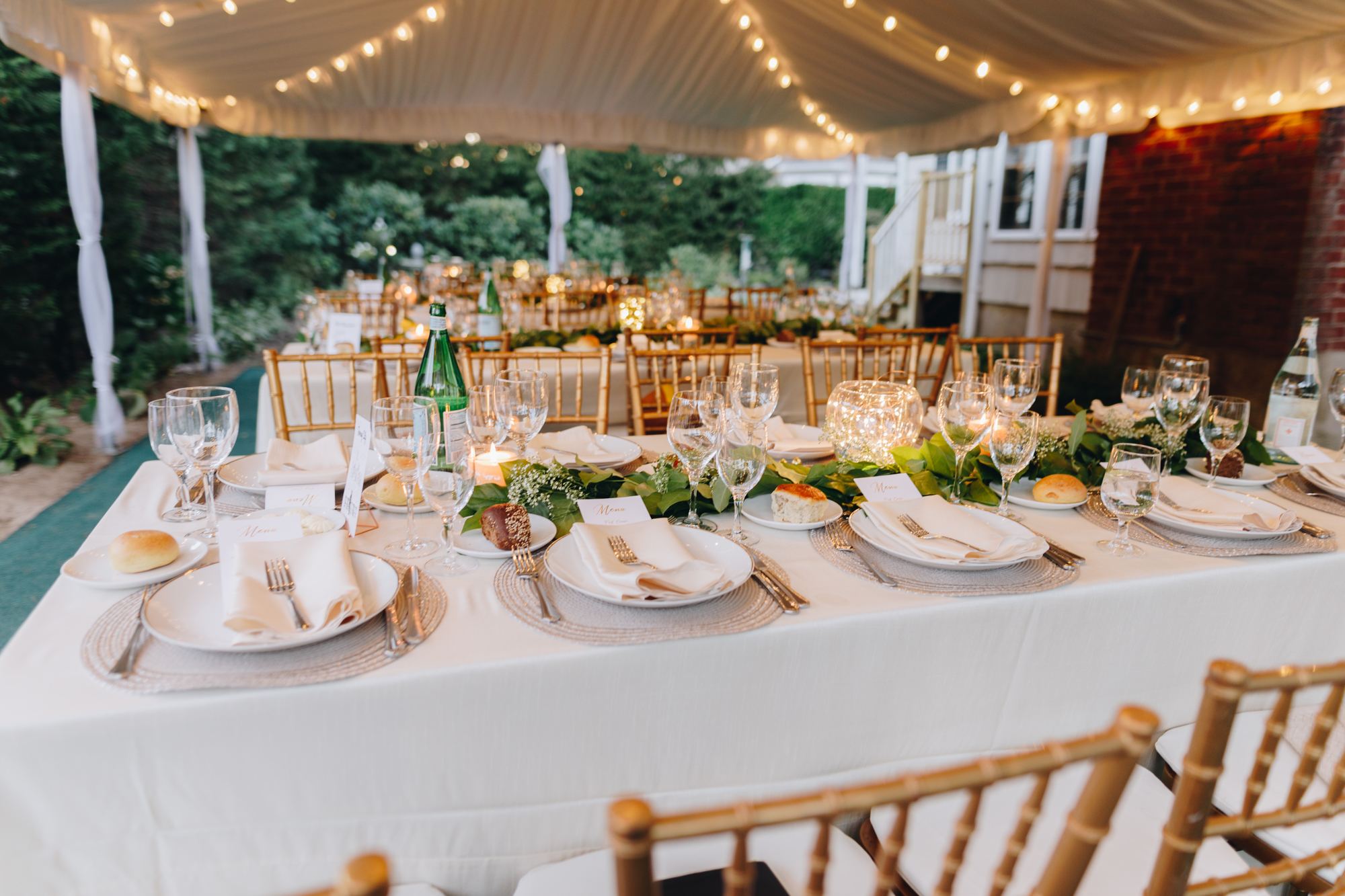 Tented backyard wedding outdoors on Long Island in Massapequa