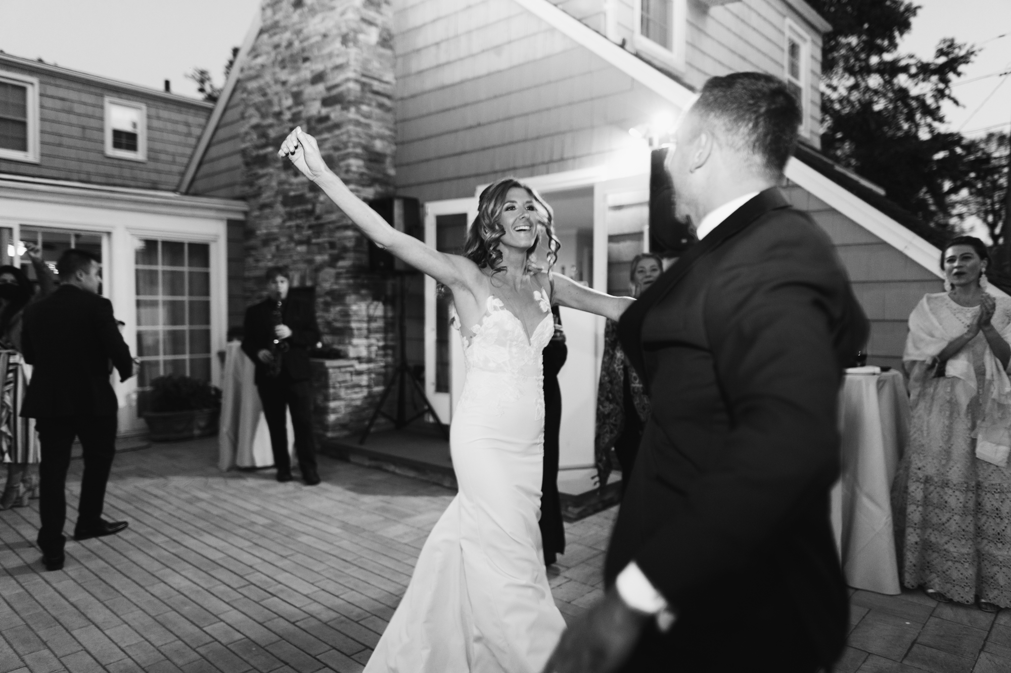 Backyard wedding reception dancefloor