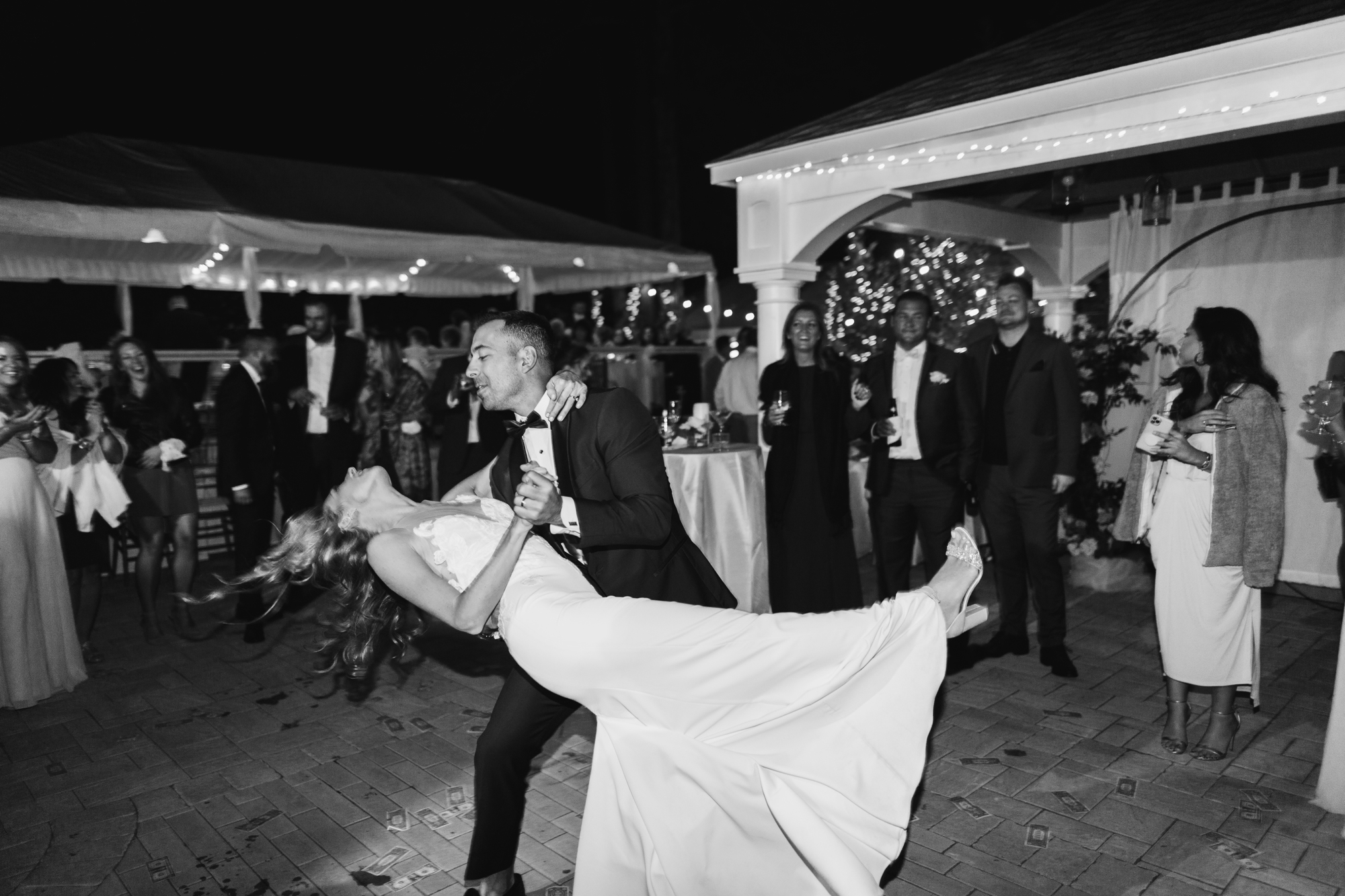 Dance floor candid photos at wedding on Long Island