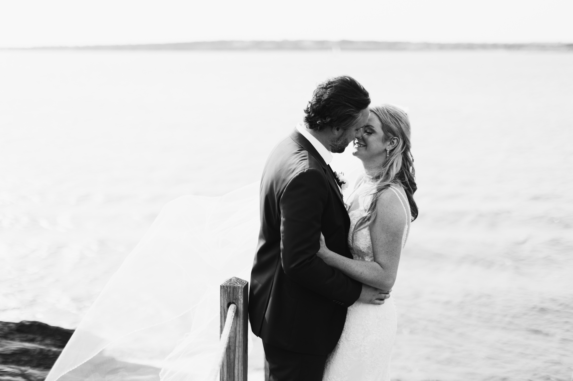 Beachy lighthouse wedding photos in Newport Rhode Island