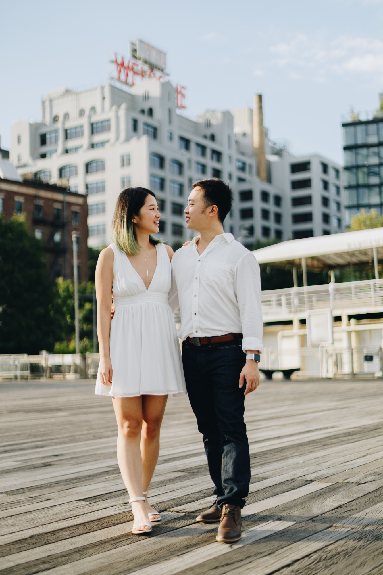 Engagement photos by the Fulton Ferry Landing