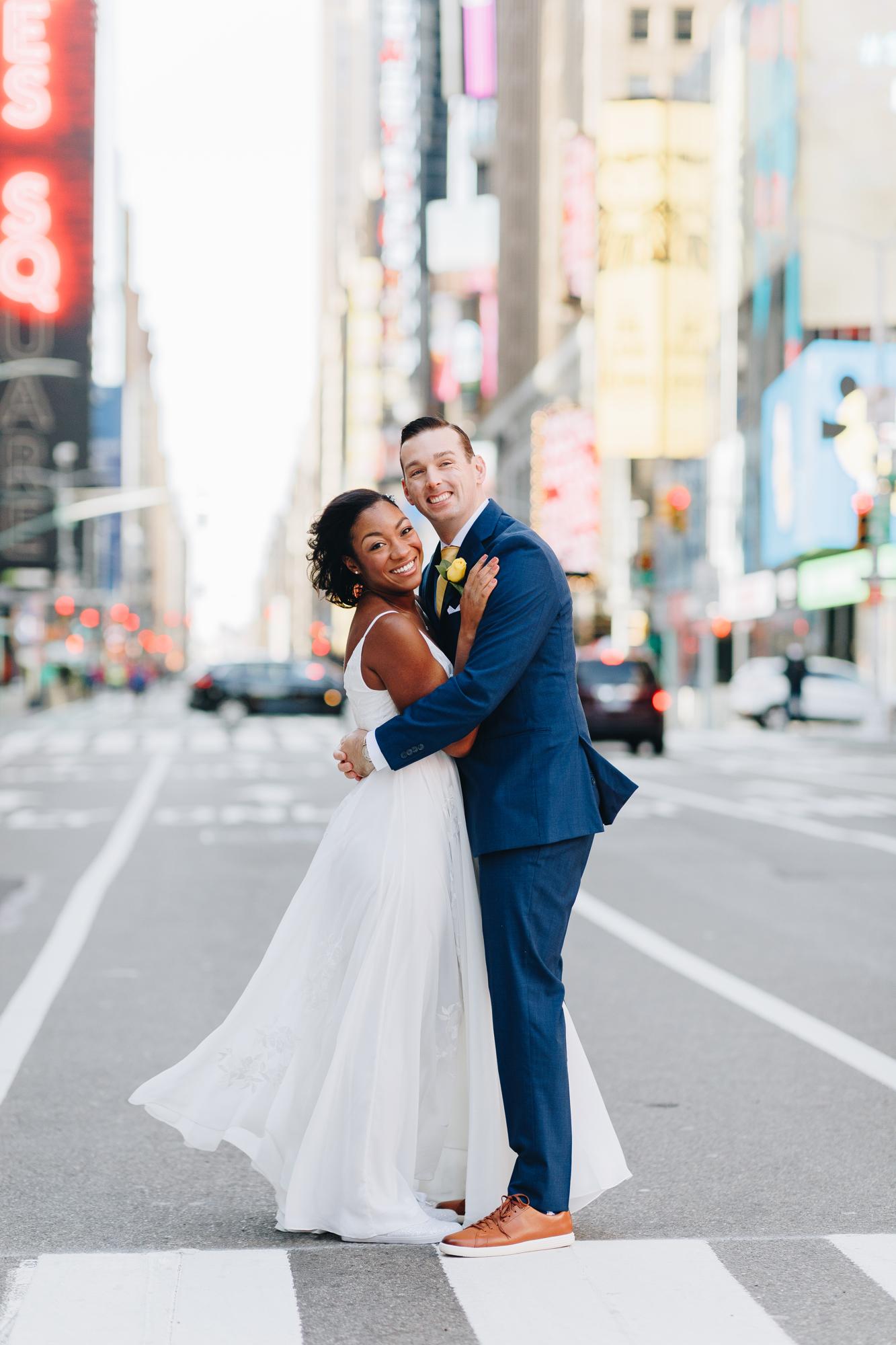Posed Times Square Wedding Photos in NYC