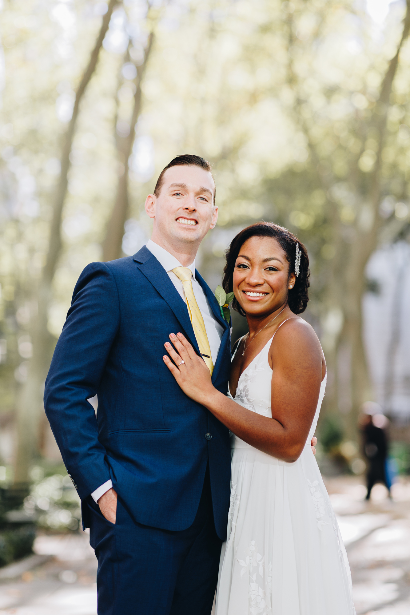 Morning Bryant Park Wedding Photos during NYC Elopement
