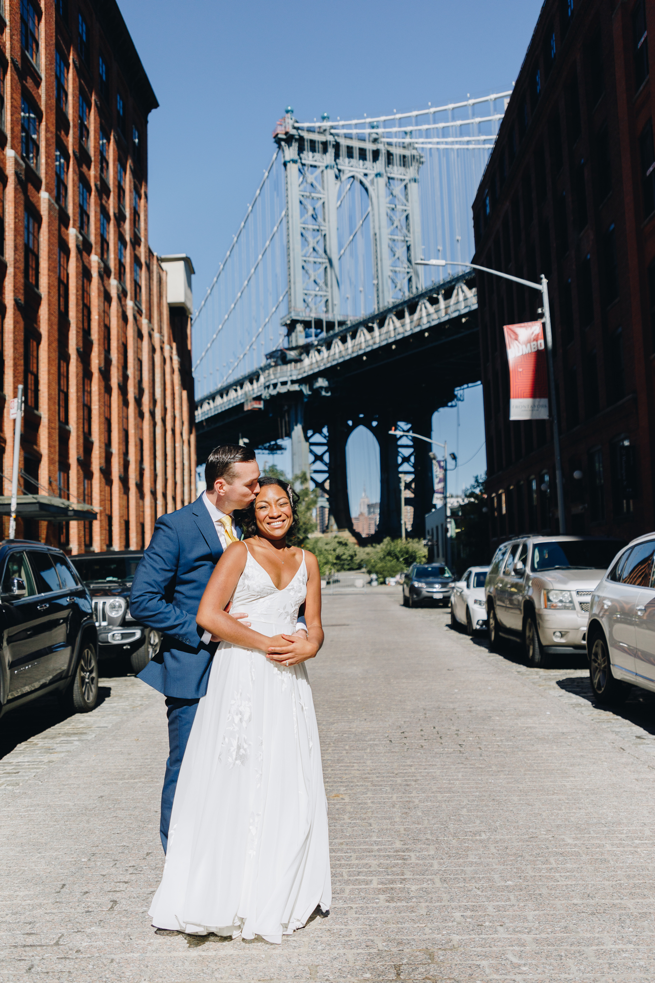 Romantic Elopement Photos in Dumbo, Brooklyn Bridge Park on Washington Street