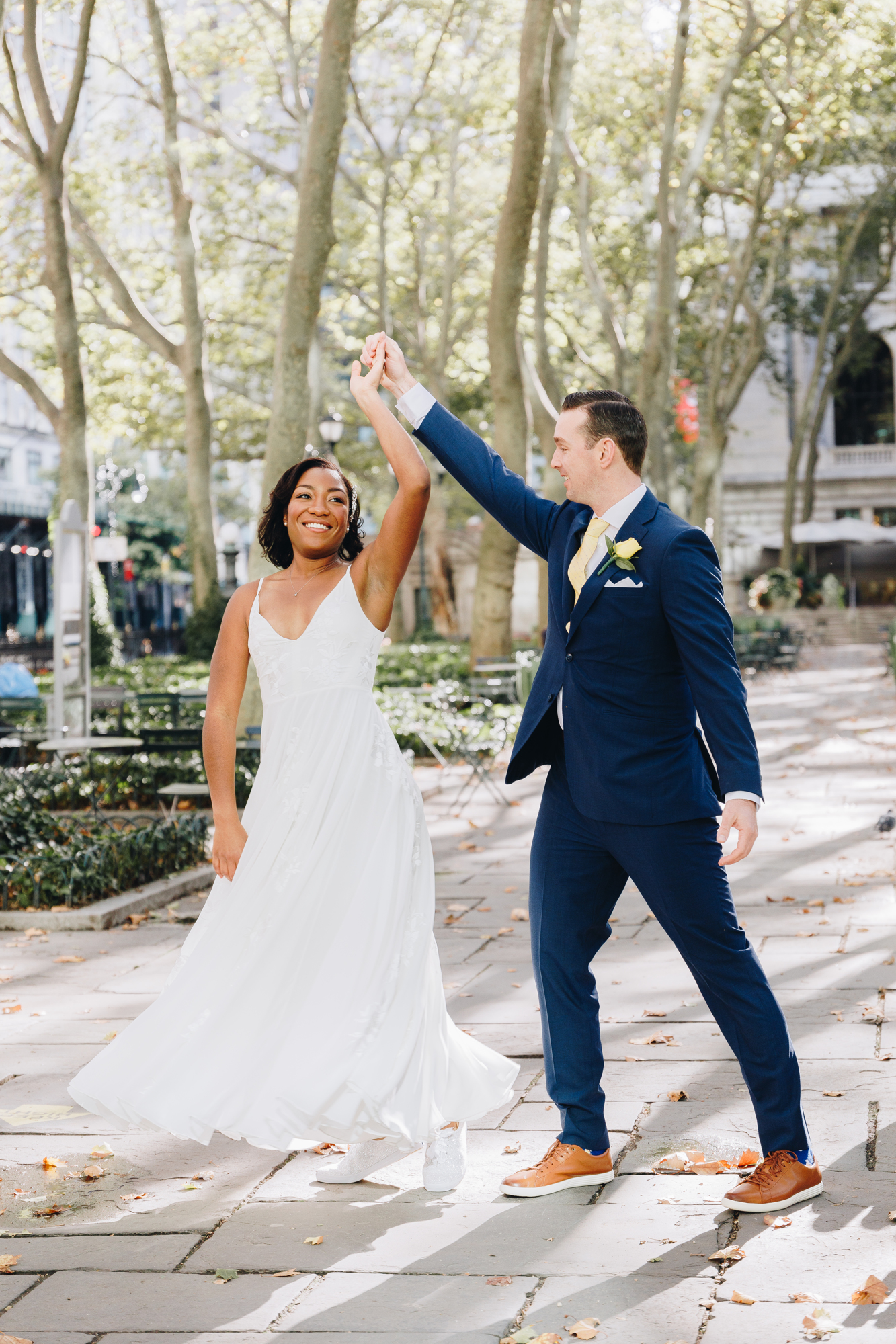 Romantic Bryant Park Wedding Photos during New York Elopement
