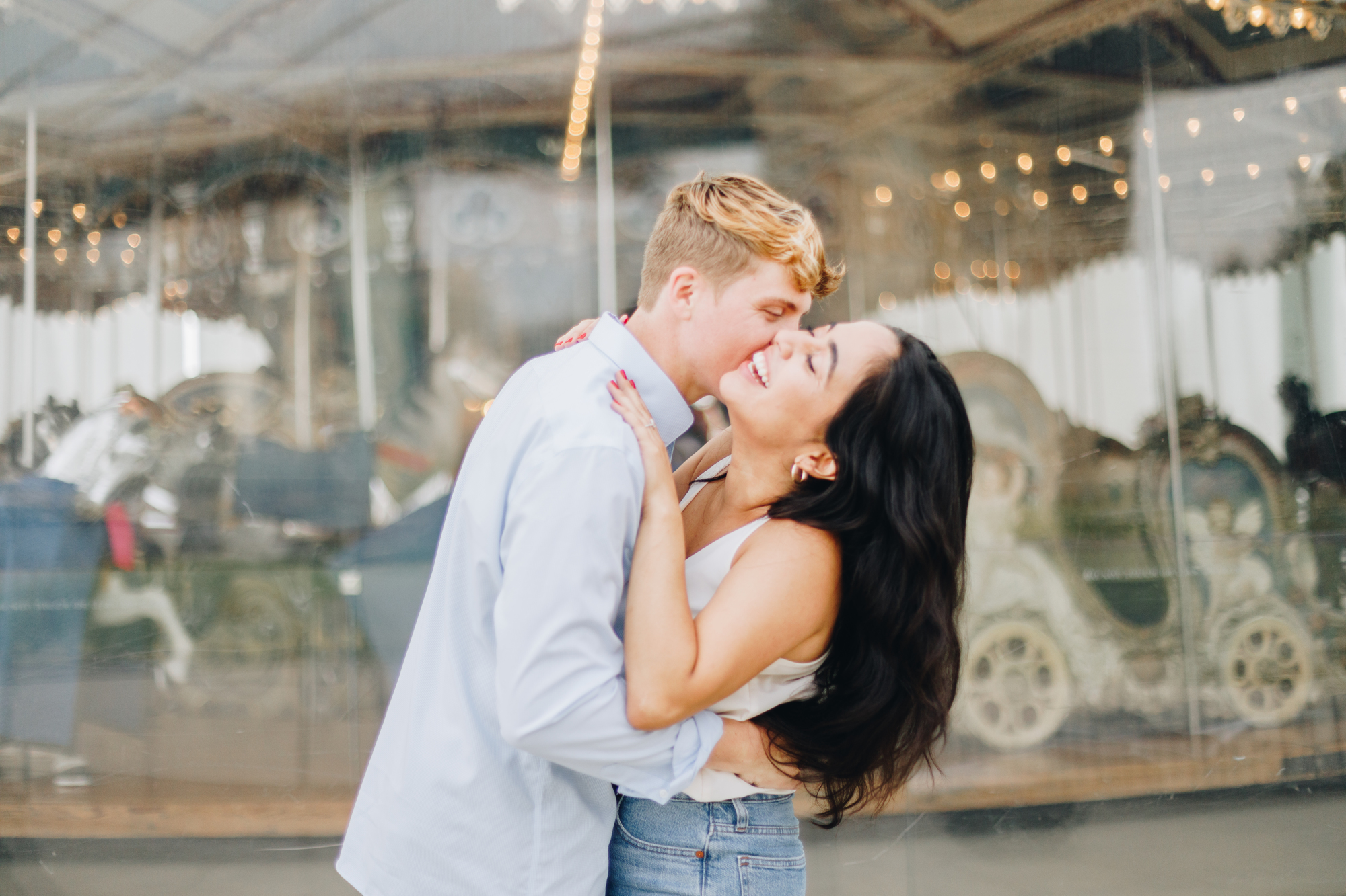 Brooklyn engagement photos at Jane's Carousel
