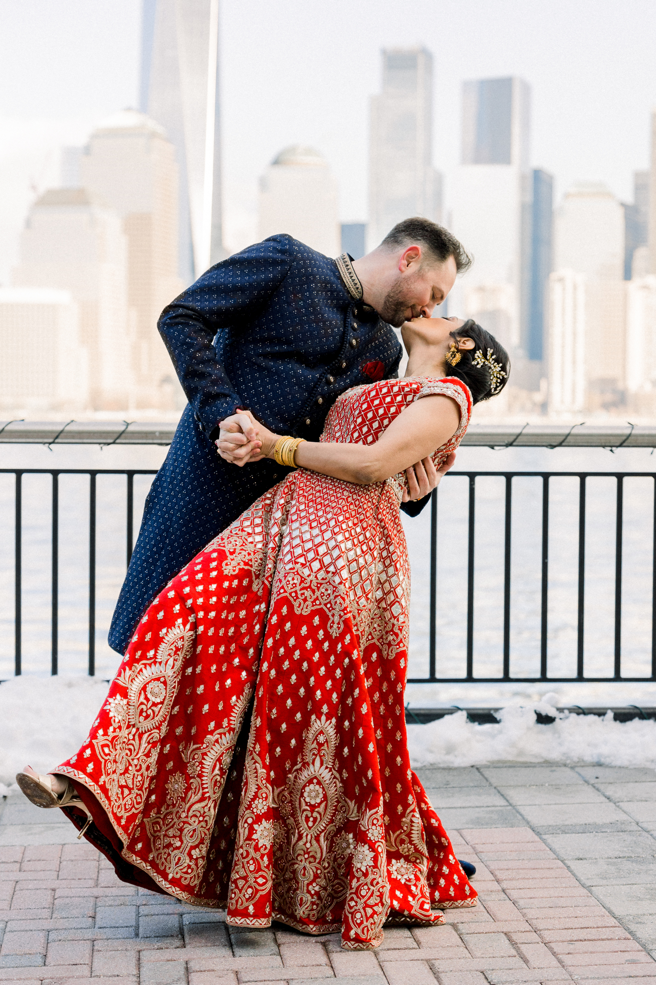 Multicultural NJ winter wedding indoors at the Rooftop at Exchange Place