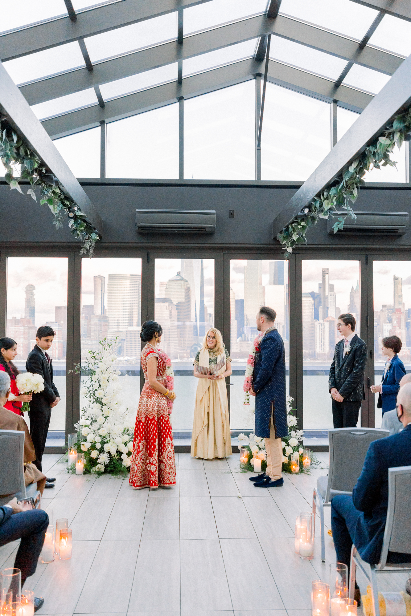 Beautiful NJ winter wedding indoors at the Rooftop at Exchange Place
