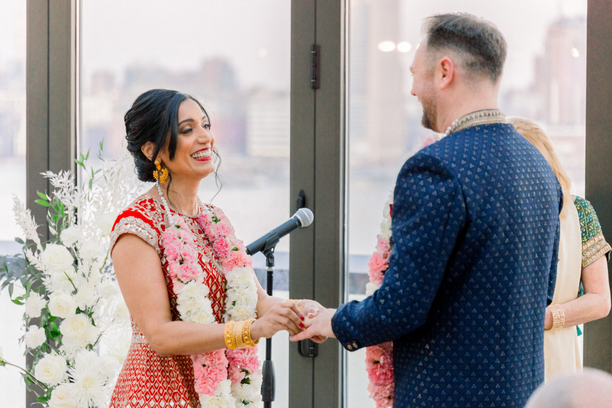 Intimate NJ winter wedding indoors at the Rooftop at Exchange Place