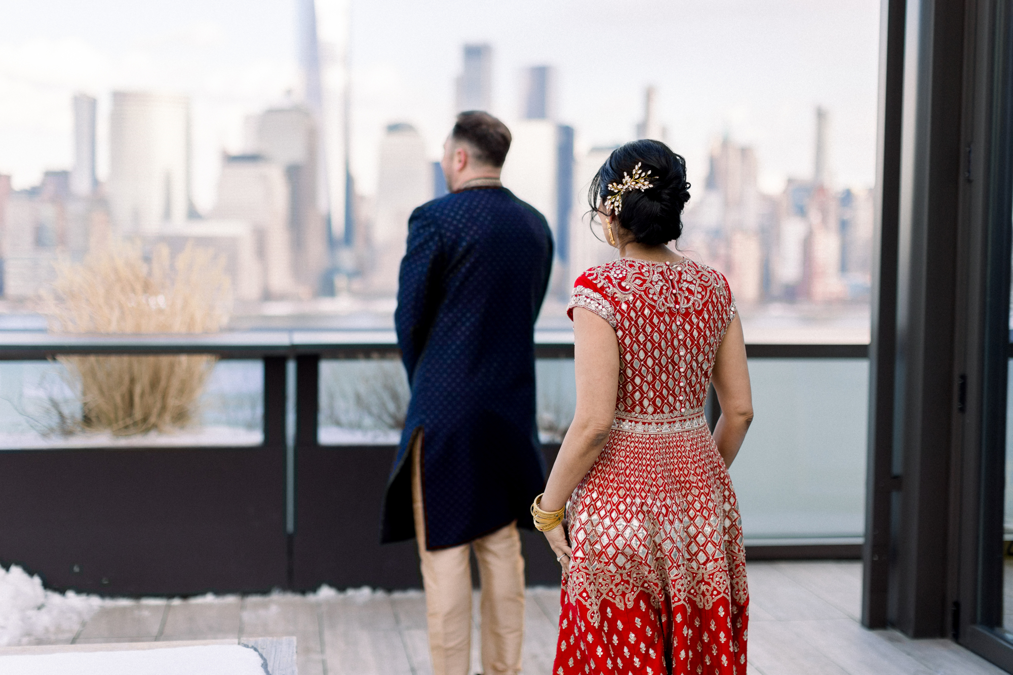 Micro Wedding with NYC skyline view in Jersey City at Exchange Place
