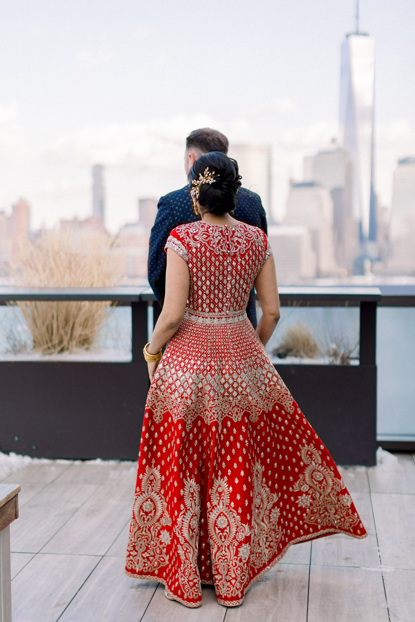 Stunning wedding at the Rooftop at Exchange Place with Manhattan skyline views