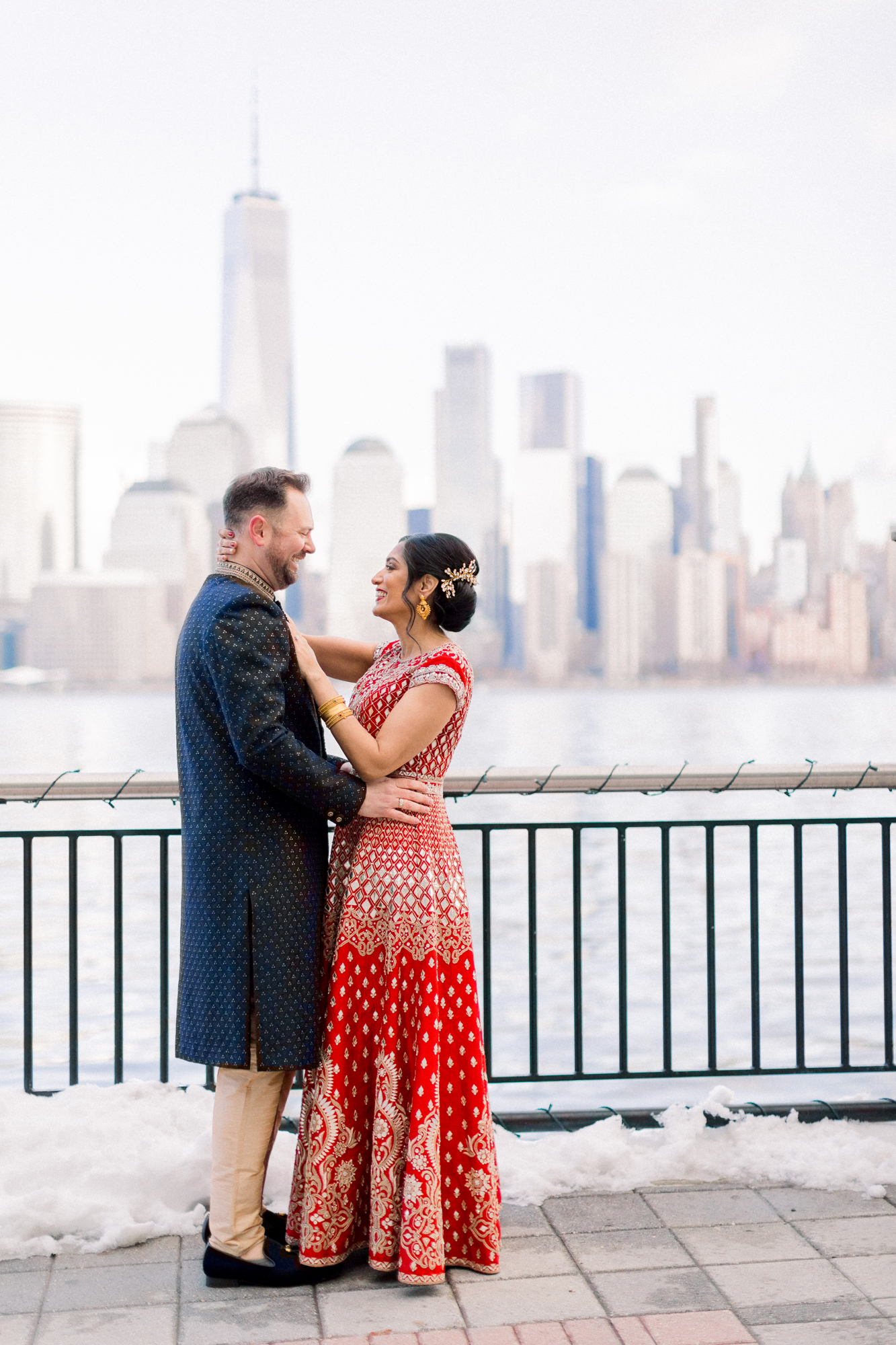 Timeless NJ winter wedding indoors at the Rooftop at Exchange Place