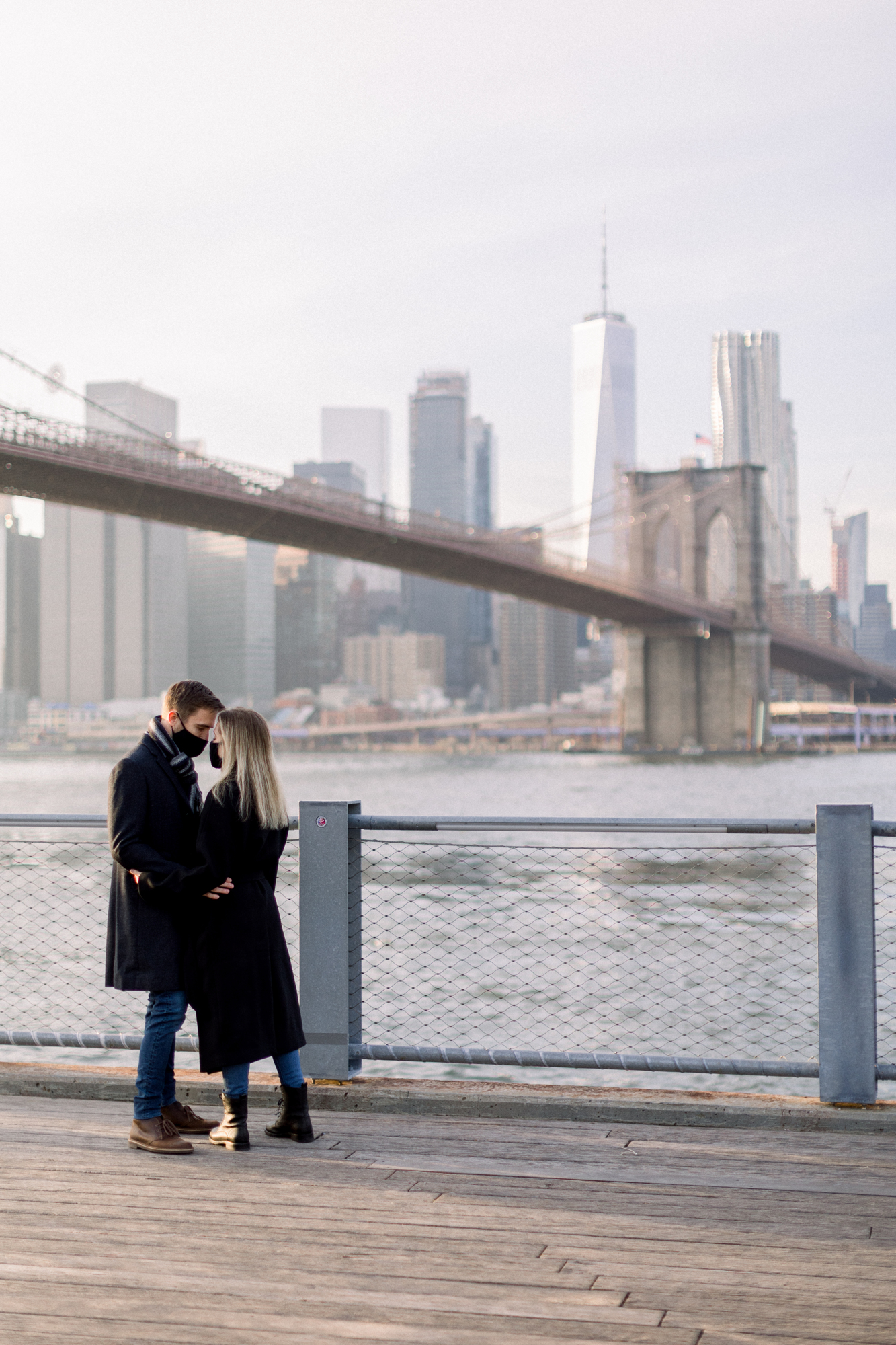 December Dumbo Proposal on the Manhattan Skyline in Brooklyn