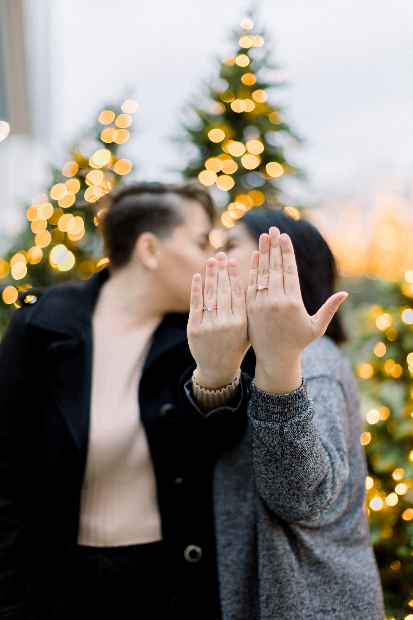 Pretty Christmas Eve Proposal on NYC High Line