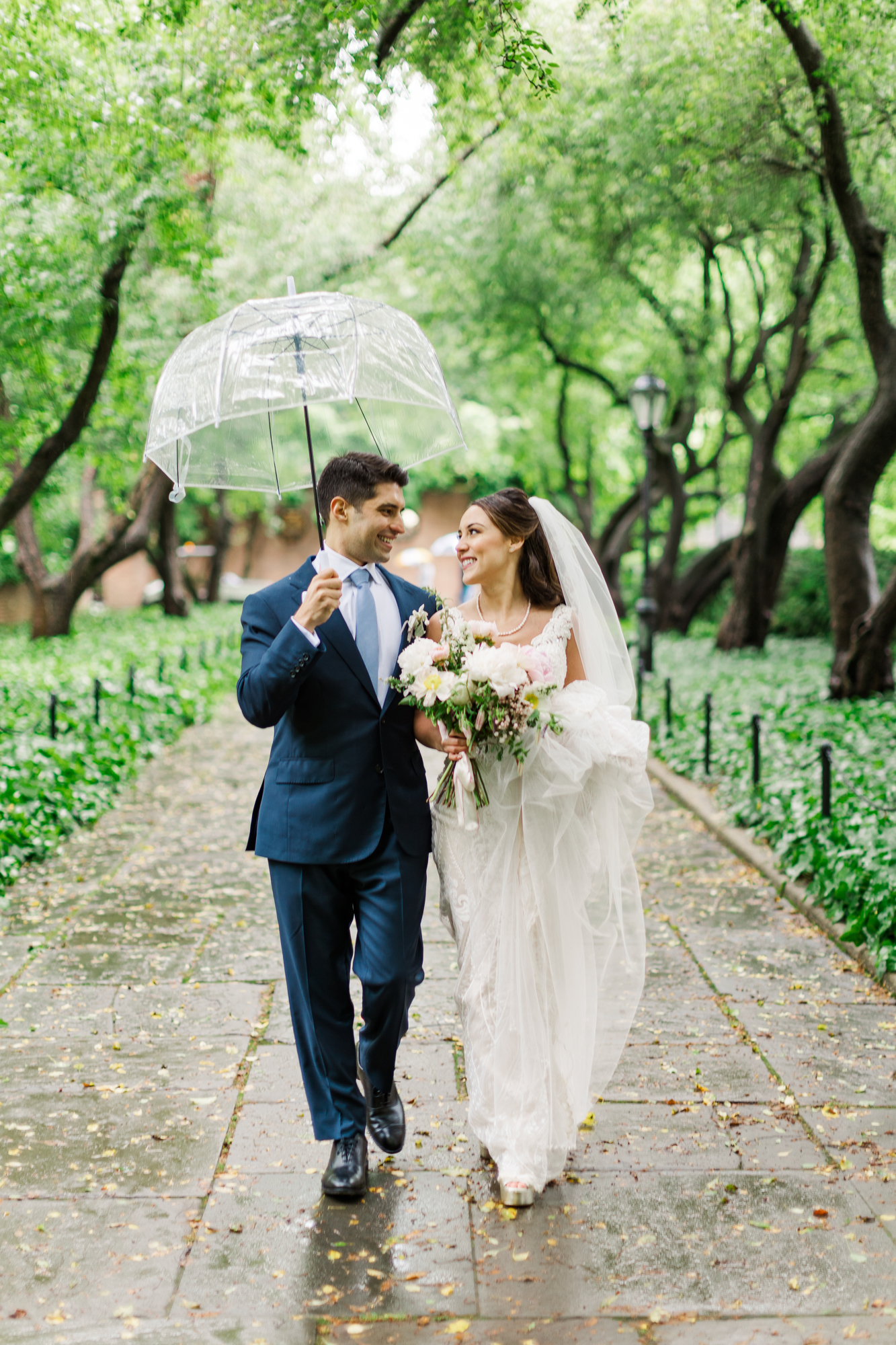 Cinematic New York Wedding Photos in Conservatory Garden