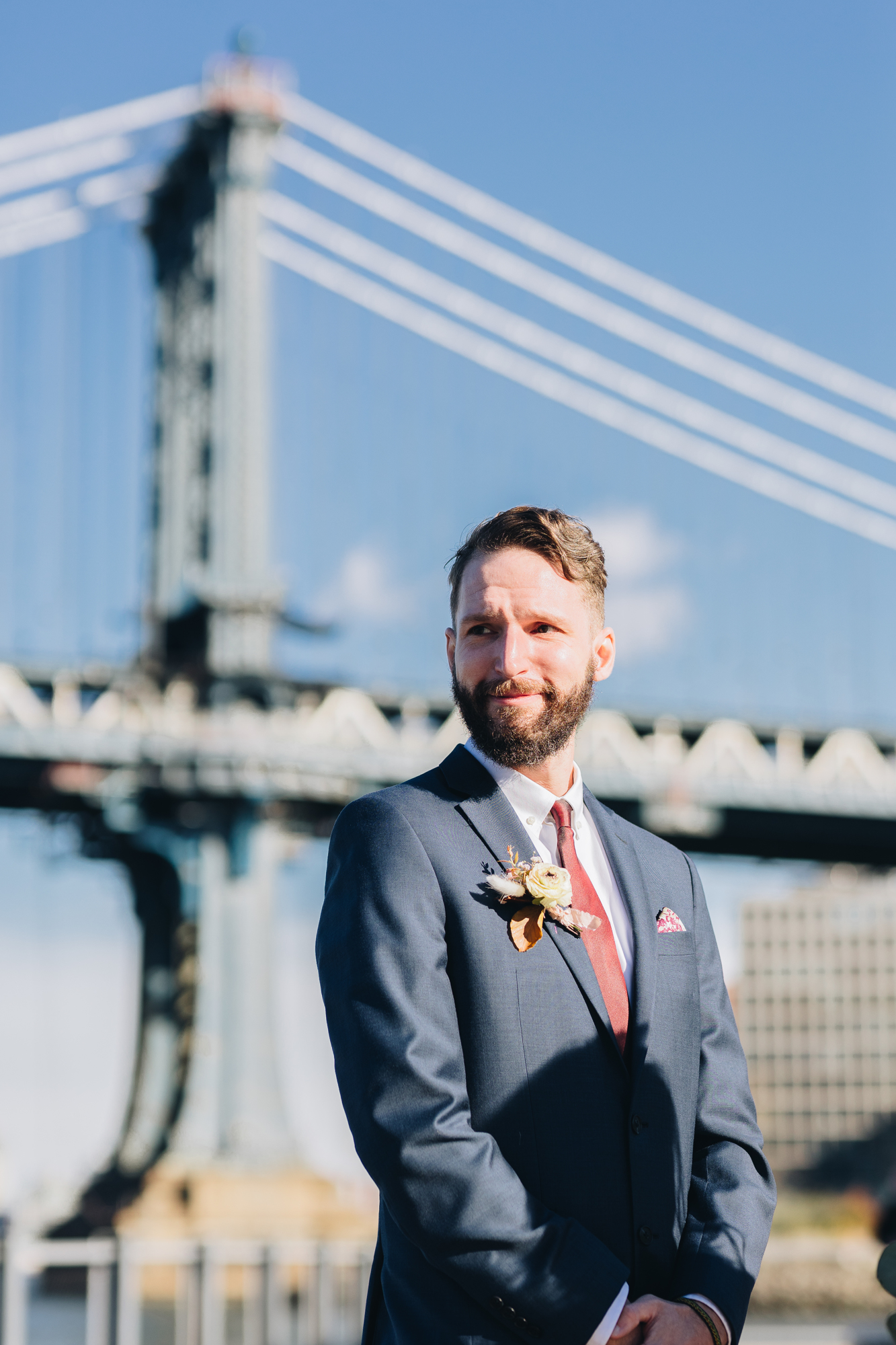 Romantic Fall DUMBO Elopement with New York views and foliage