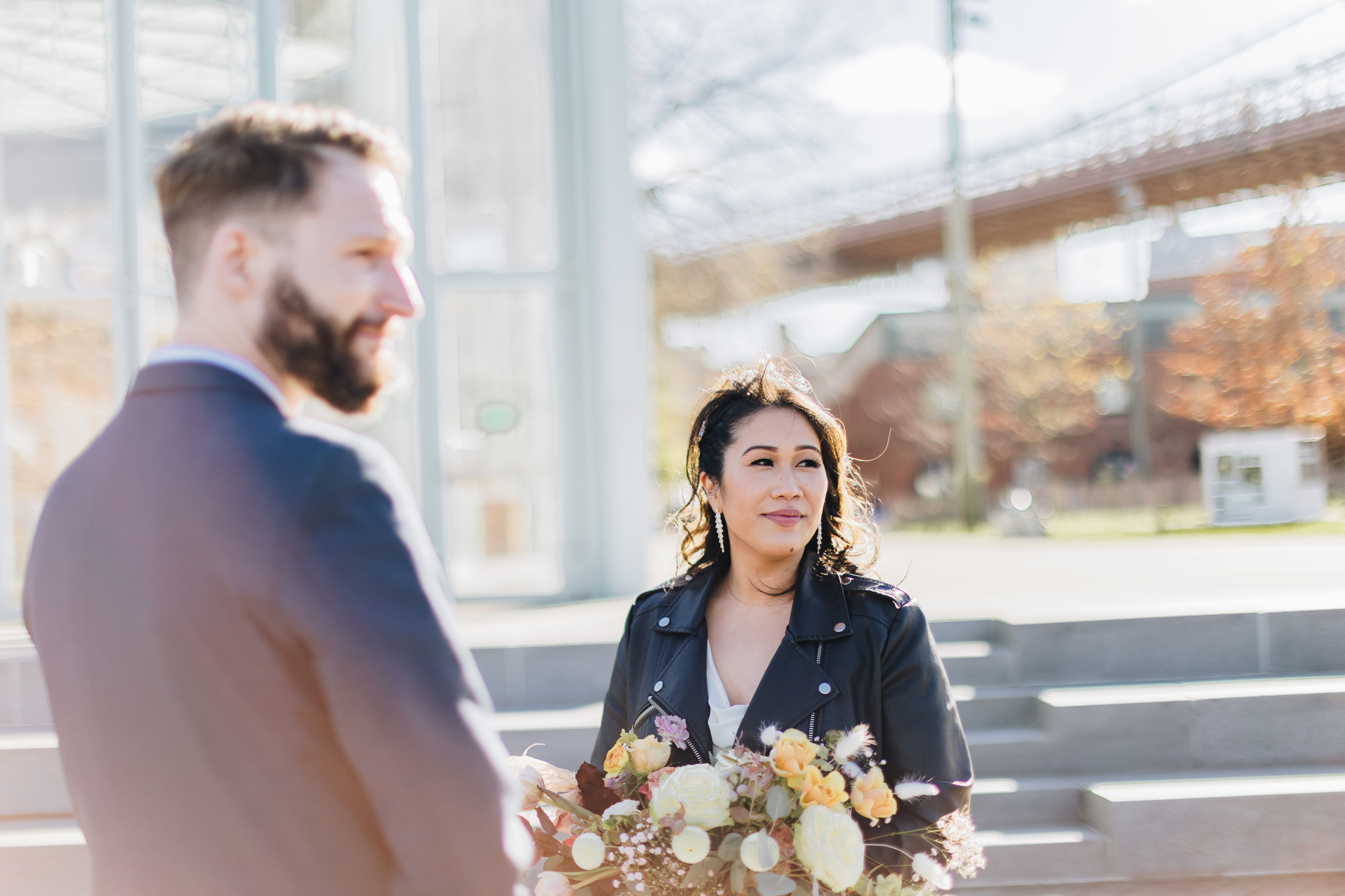 Pretty Fall DUMBO Elopement with NYC views and foliage