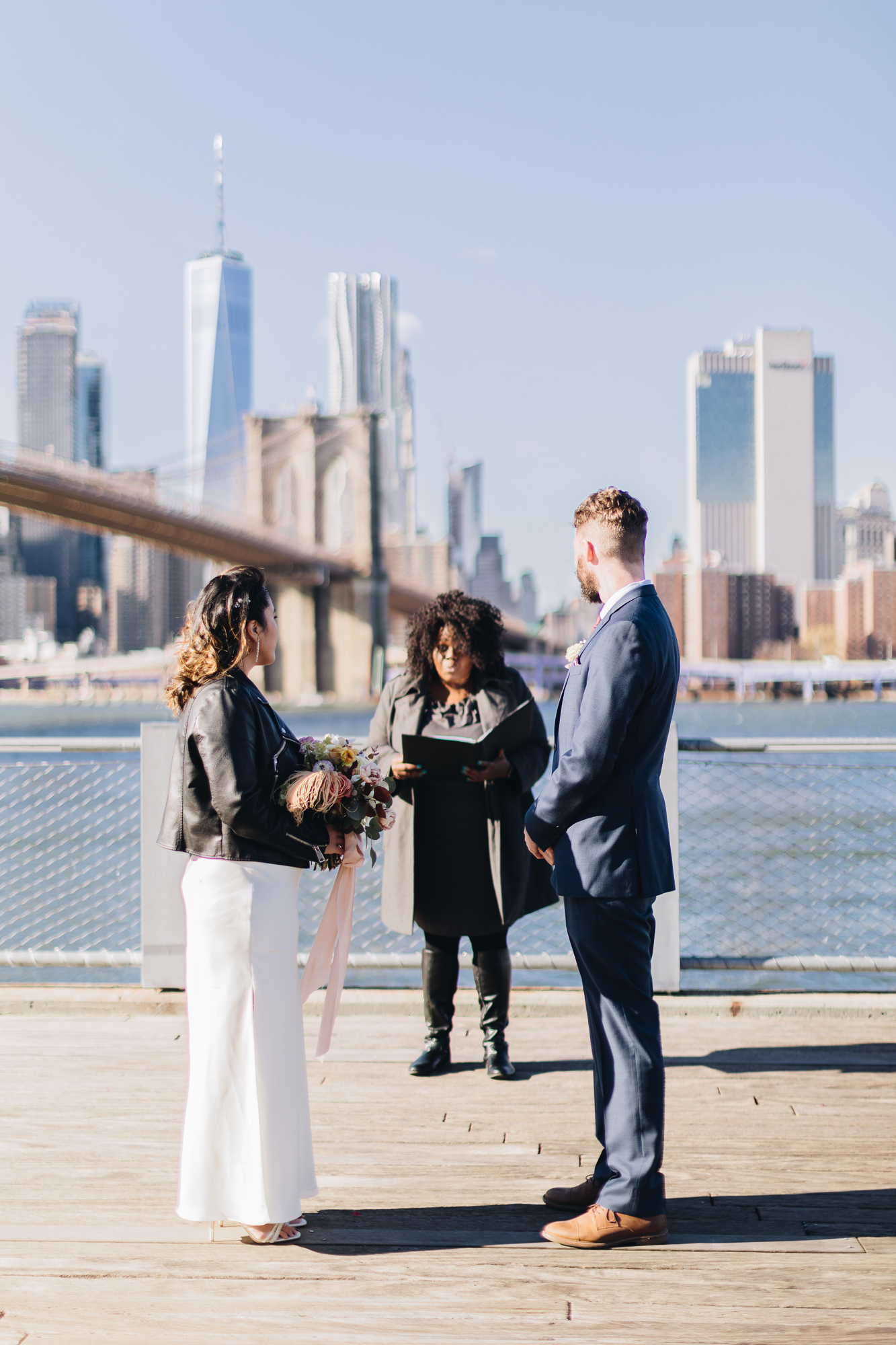 Bright Fall DUMBO Elopement with New York views and foliage