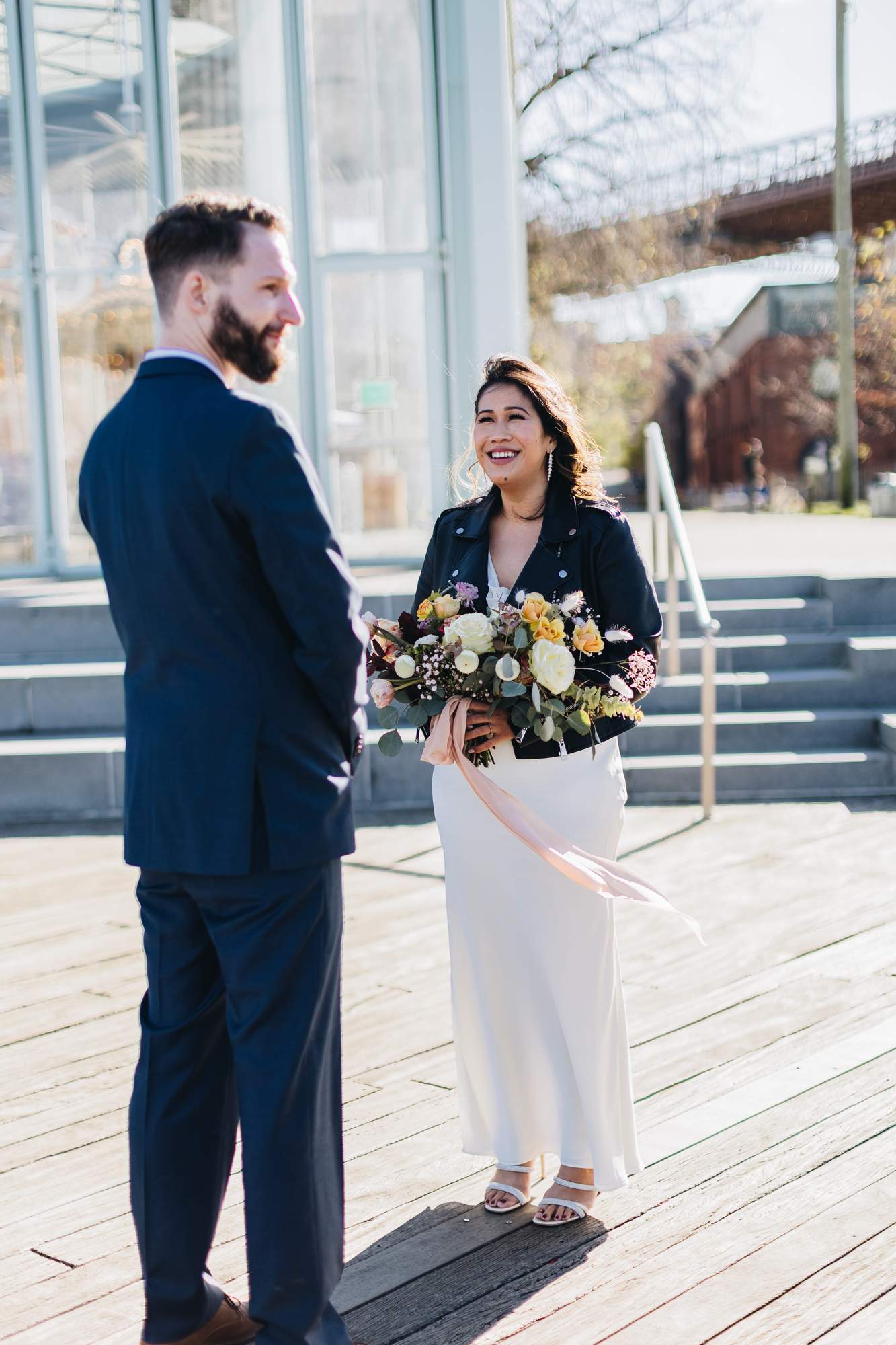 Candid Fall DUMBO Elopement with New York views and foliage