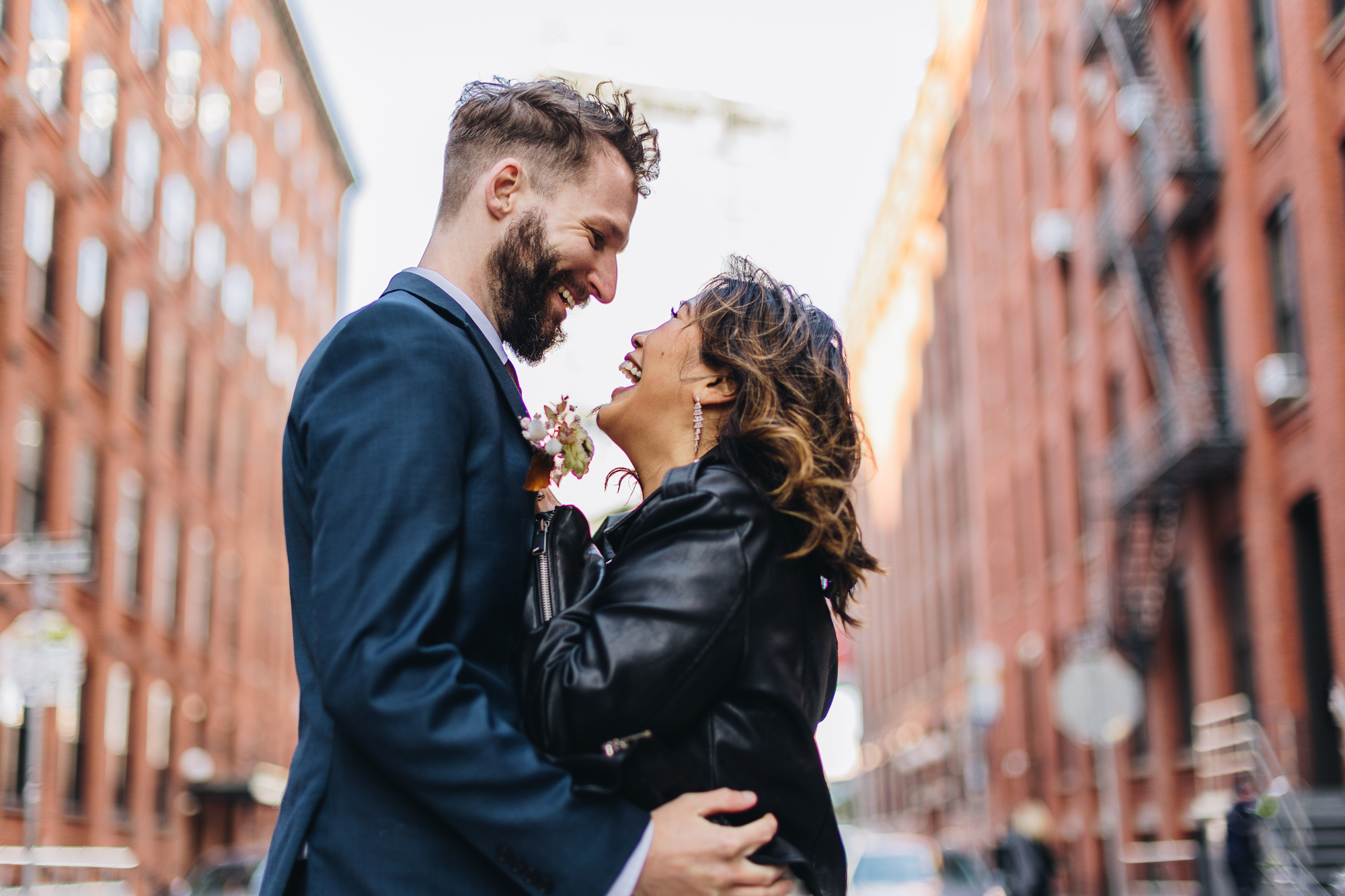 Bright Fall DUMBO Elopement with NYC views and foliage