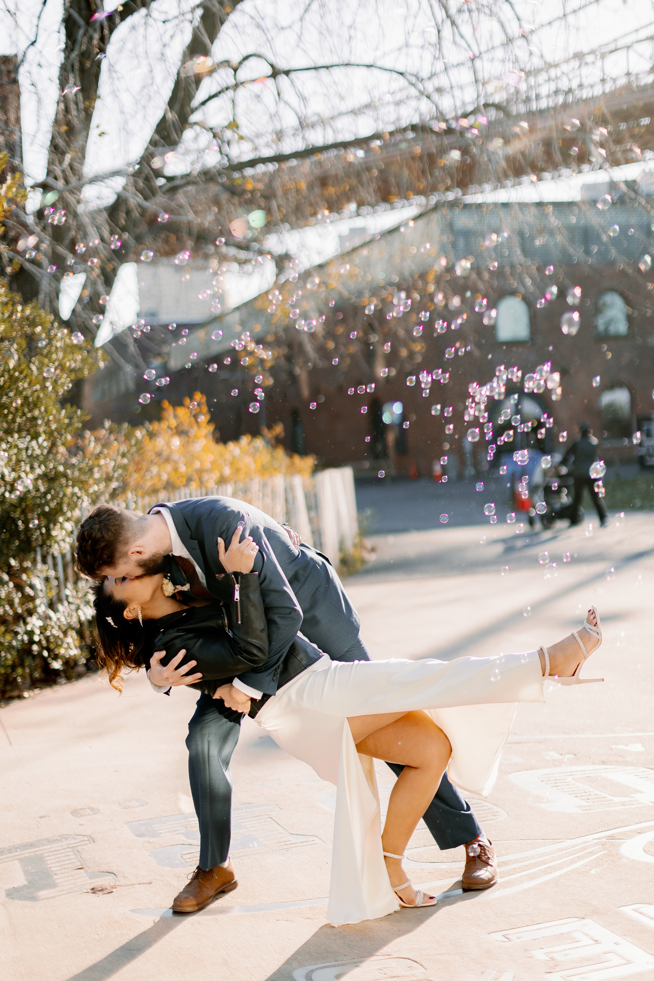 Candid Fall DUMBO Elopement with NYC views and foliage