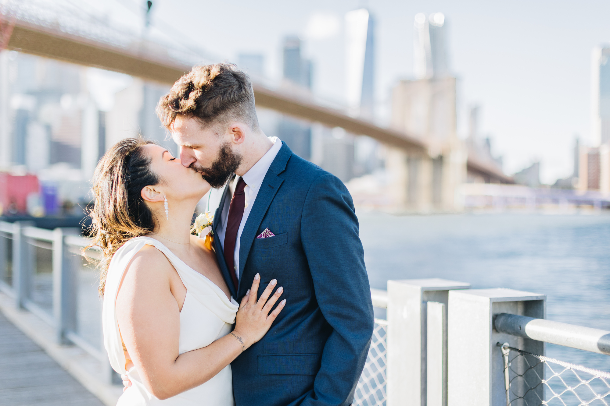 Light Fall DUMBO Elopement with New York views and foliage