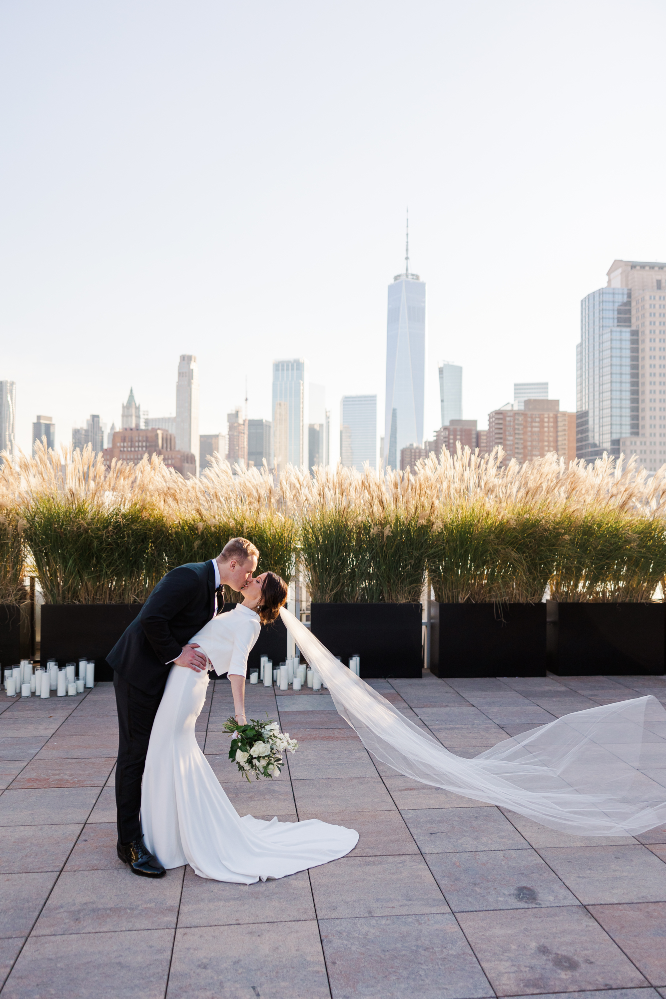 Warm and bright Wedding Reception Photos at Tribeca Rooftop