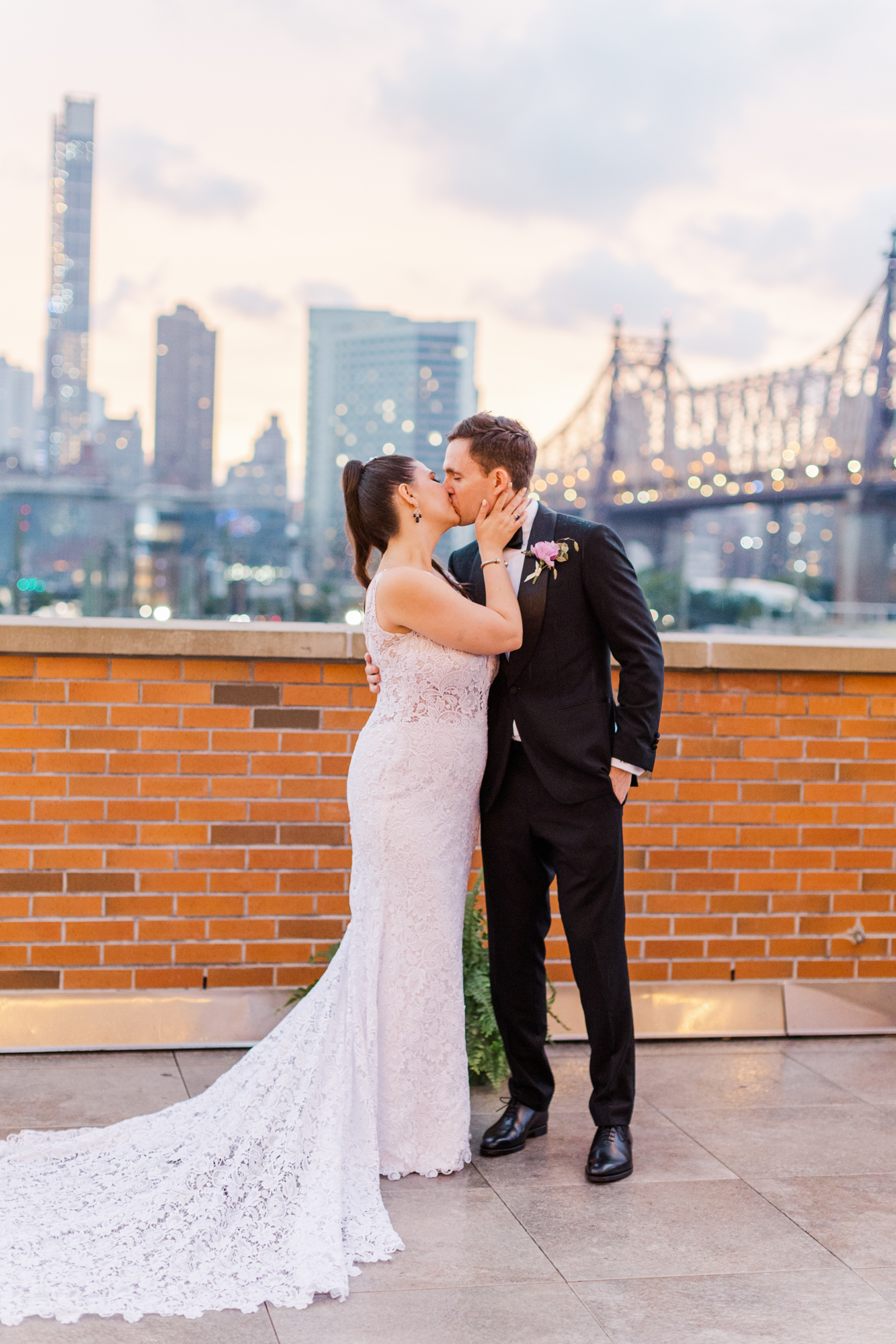 Intimate Bordone Wedding Photos in Long Island City with NYC Skyline