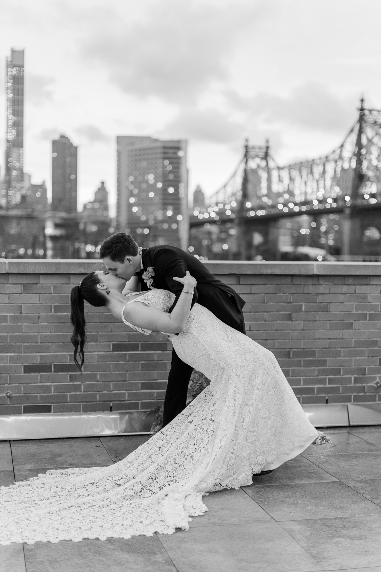 Classic Bordone Wedding Photos in Long Island City with NYC Skyline