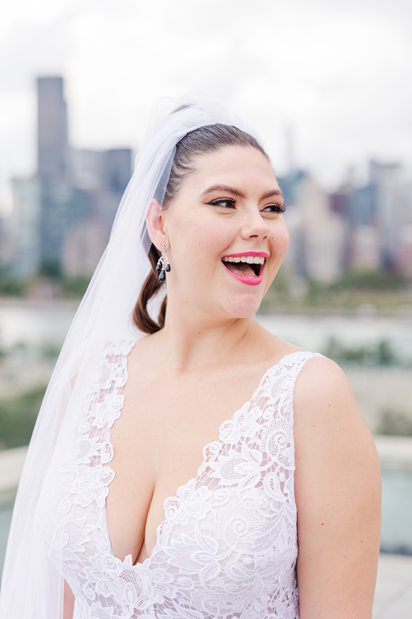 Dazzling Bordone Wedding Photos in LIC along the New York City Skyline