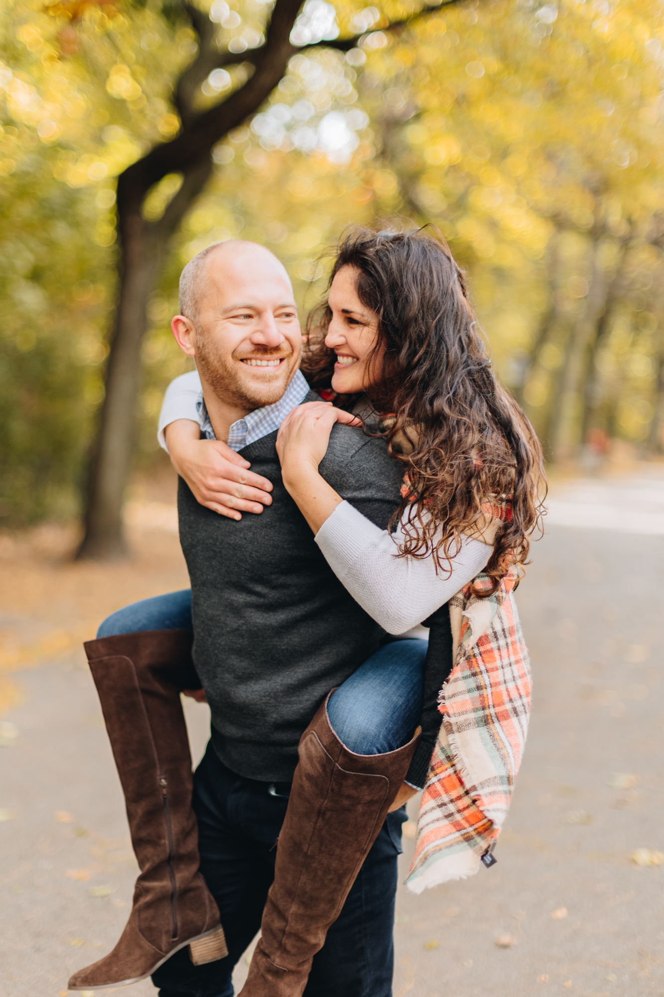 Whimsical Fall Riverside Park Engagement Photography