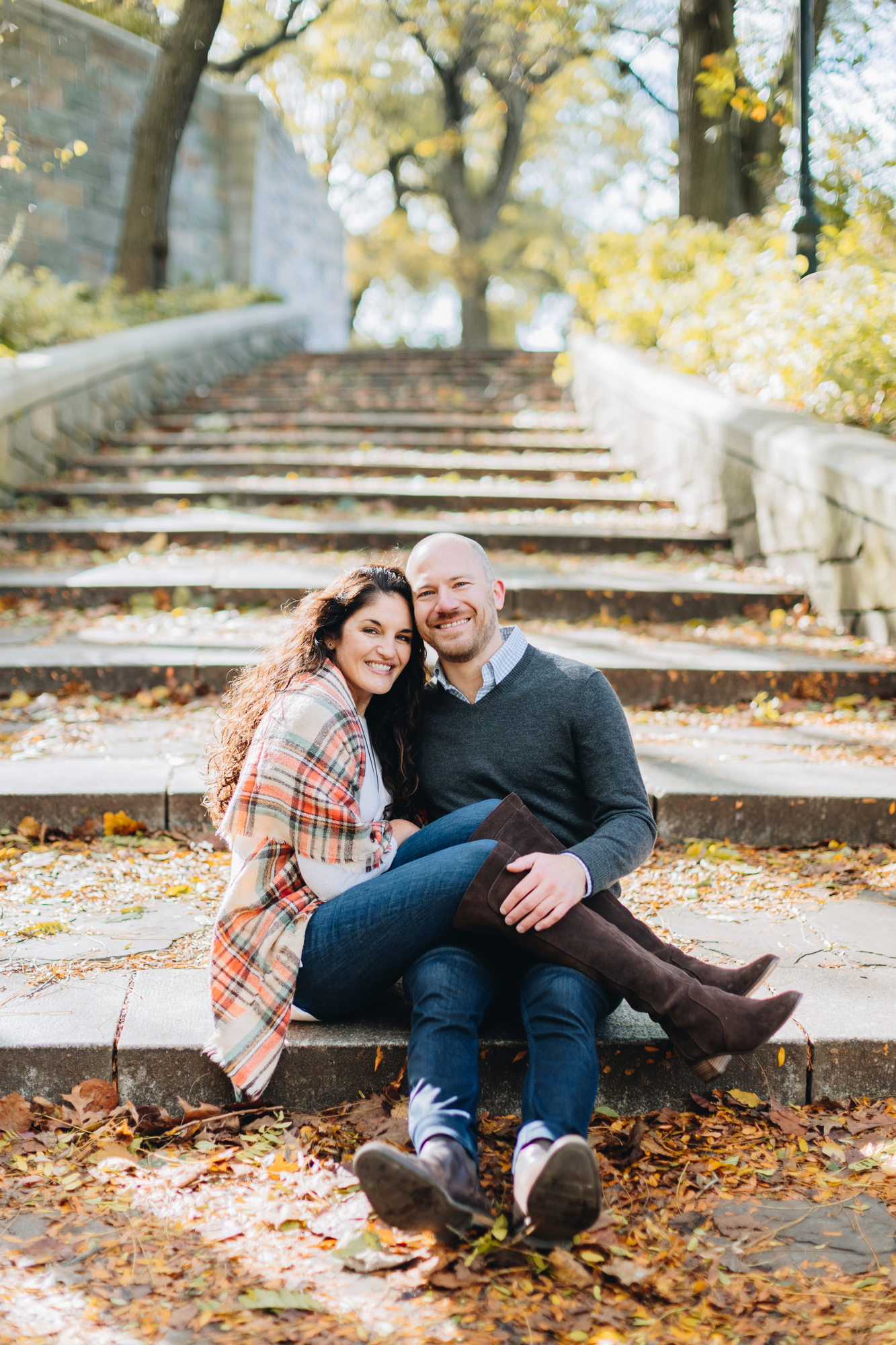 Dreamy Fall Riverside Park Engagement Photography