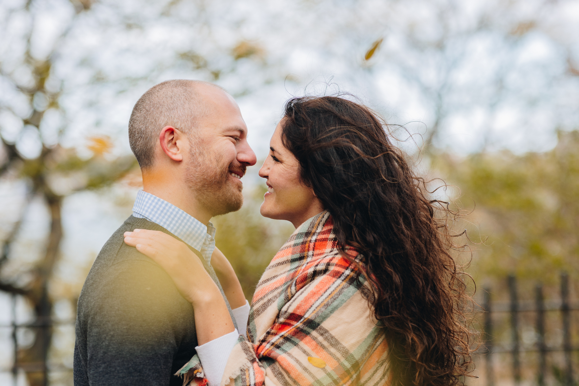 Dazzling Fall Riverside Park Engagement Photography