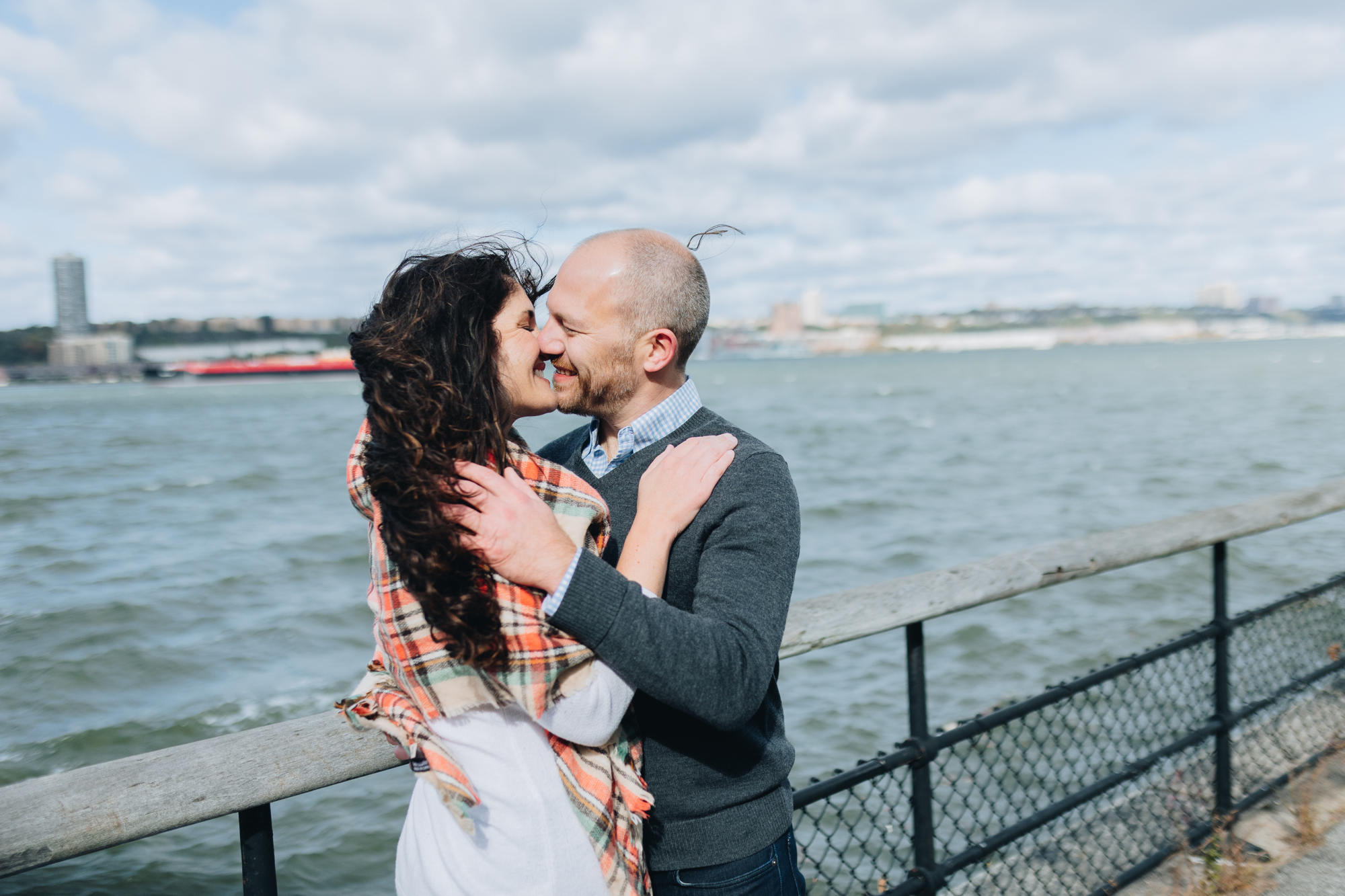 Lively Fall Riverside Park Engagement Photography