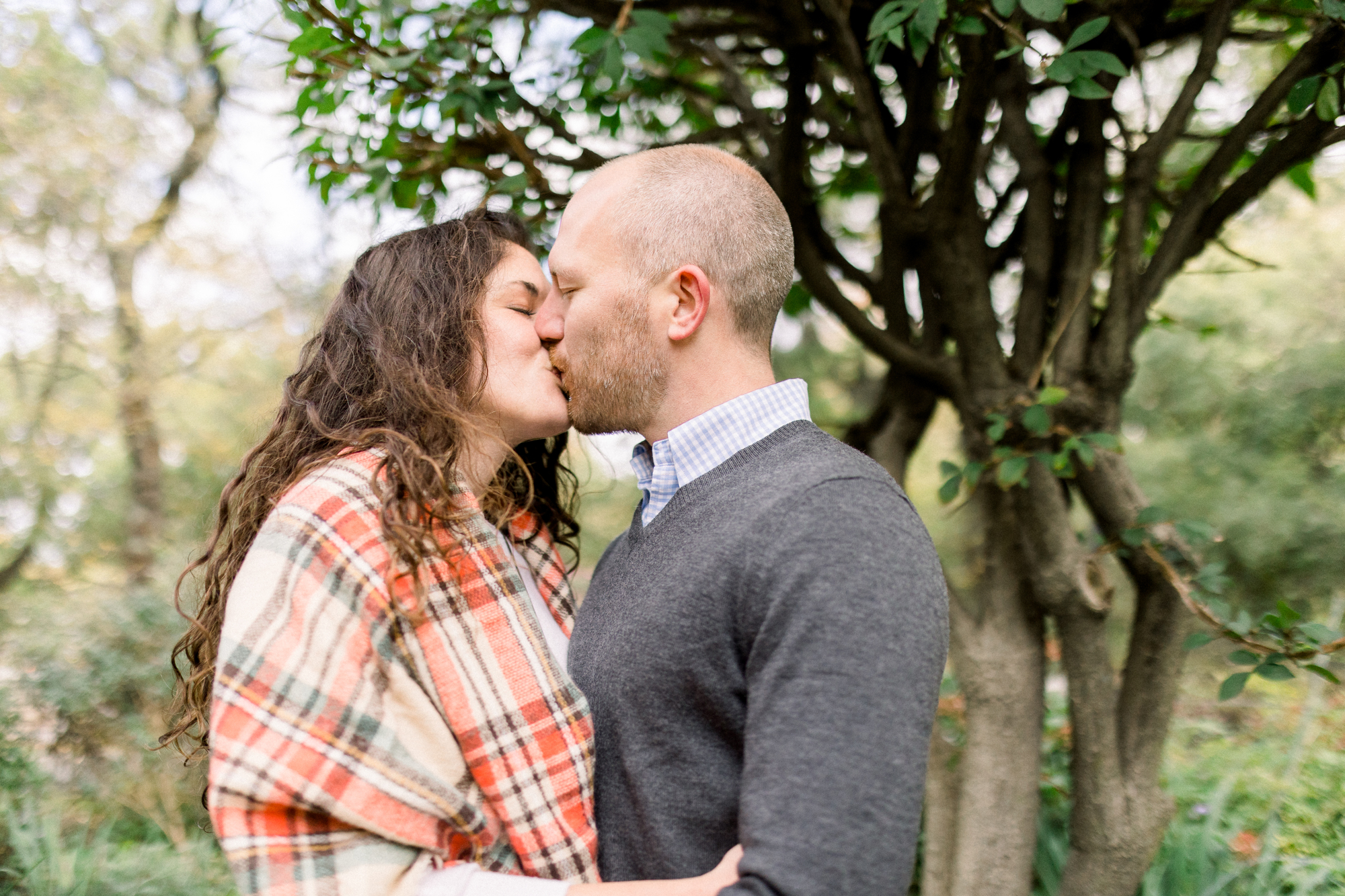 Intimate Fall Riverside Park Engagement Photography