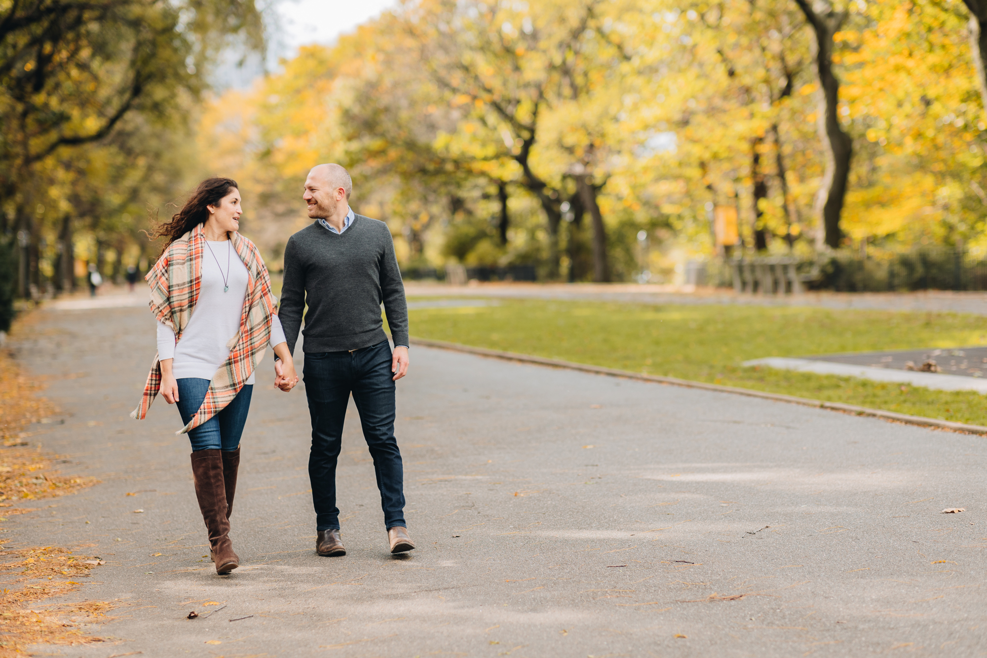 Picturesque Fall Riverside Park Engagement Photography